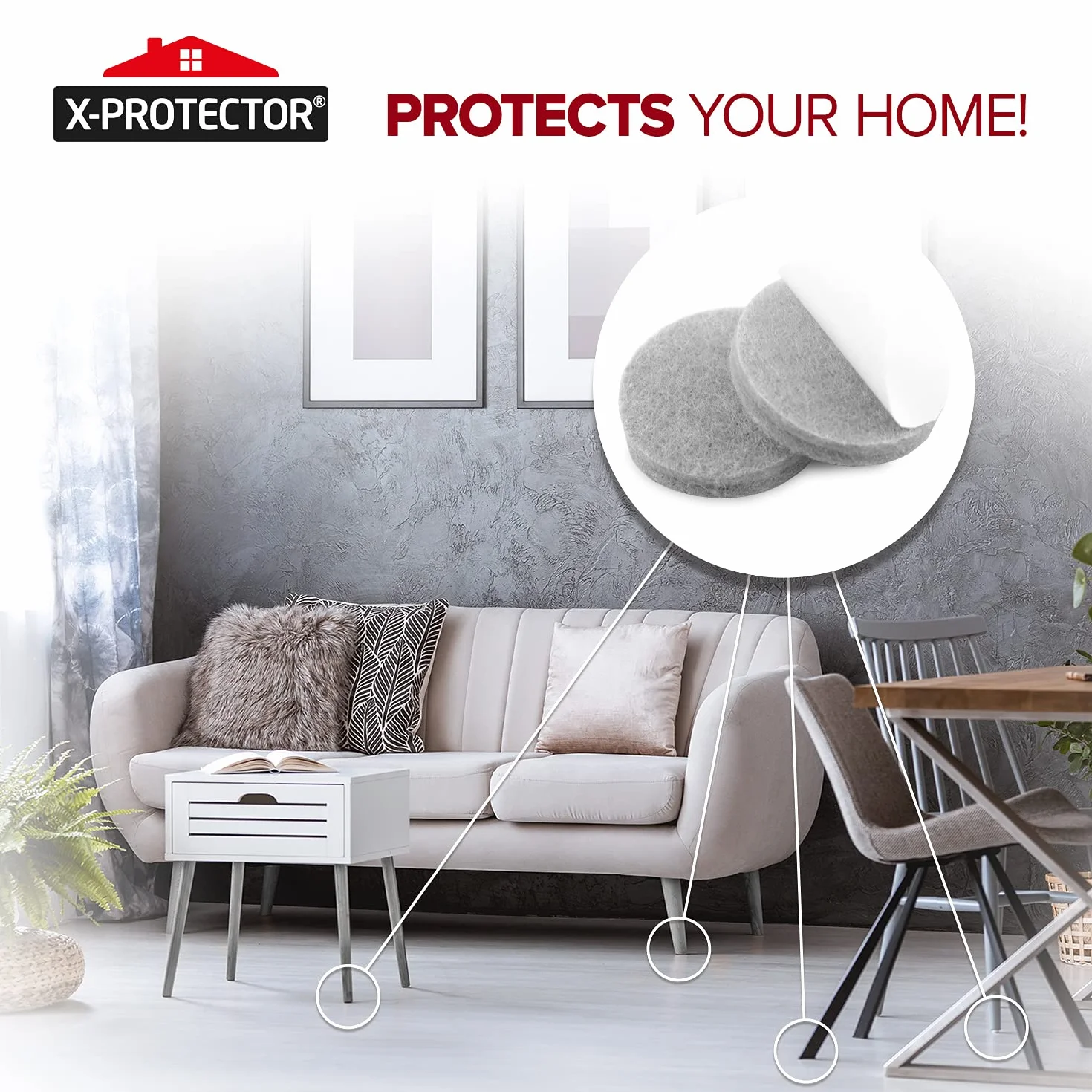 Filcowe podkładki meblowe X-PROTECTOR 235 PCS Premium Samoprzylepne podkładki - Filcowe podkładki do Nóżki mebli - Najlepsze podkładki meblowe - Chroń swoje podłogi z drewna i laminatu!