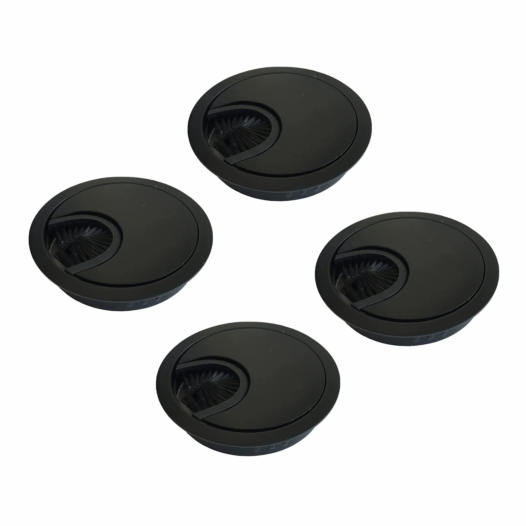 LIKERAINY Przelotka Kablowa Drutowe Przelotki na Biurko Okrągły Ø60mm Wylot Kablowy Schludna Pokrywa Wkładka Organizacja Kabli i Przewodów w Metalu Czarne 4 pcs