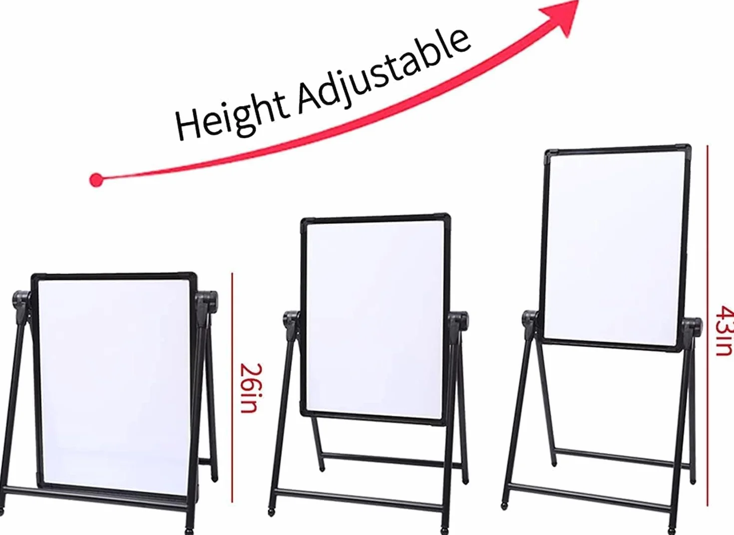 Dwustronna deska dziecięca z żelaza obracana o 360°, regulowana wysokość - kredowo-białe narzędzie do rysowania z akcesoriami, składana na nóżce, 3 w 1 (czarna 2)