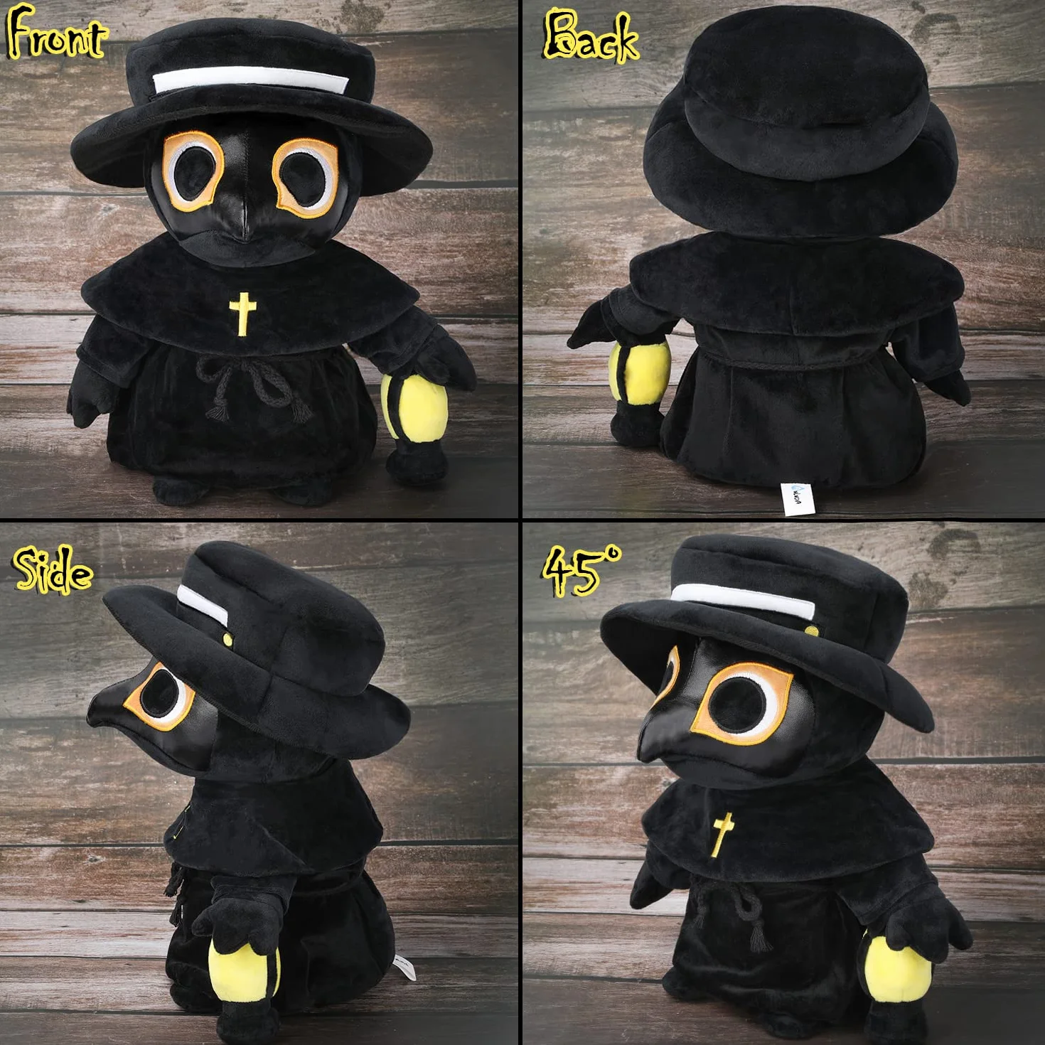 Plague Doctor pluszowa zabawka, upiorna urocza wypchana pluszowa poduszka, lalka, miękka, puszysta poduszka do przytulania, prezent dla dzieci i dorosłych (21321)