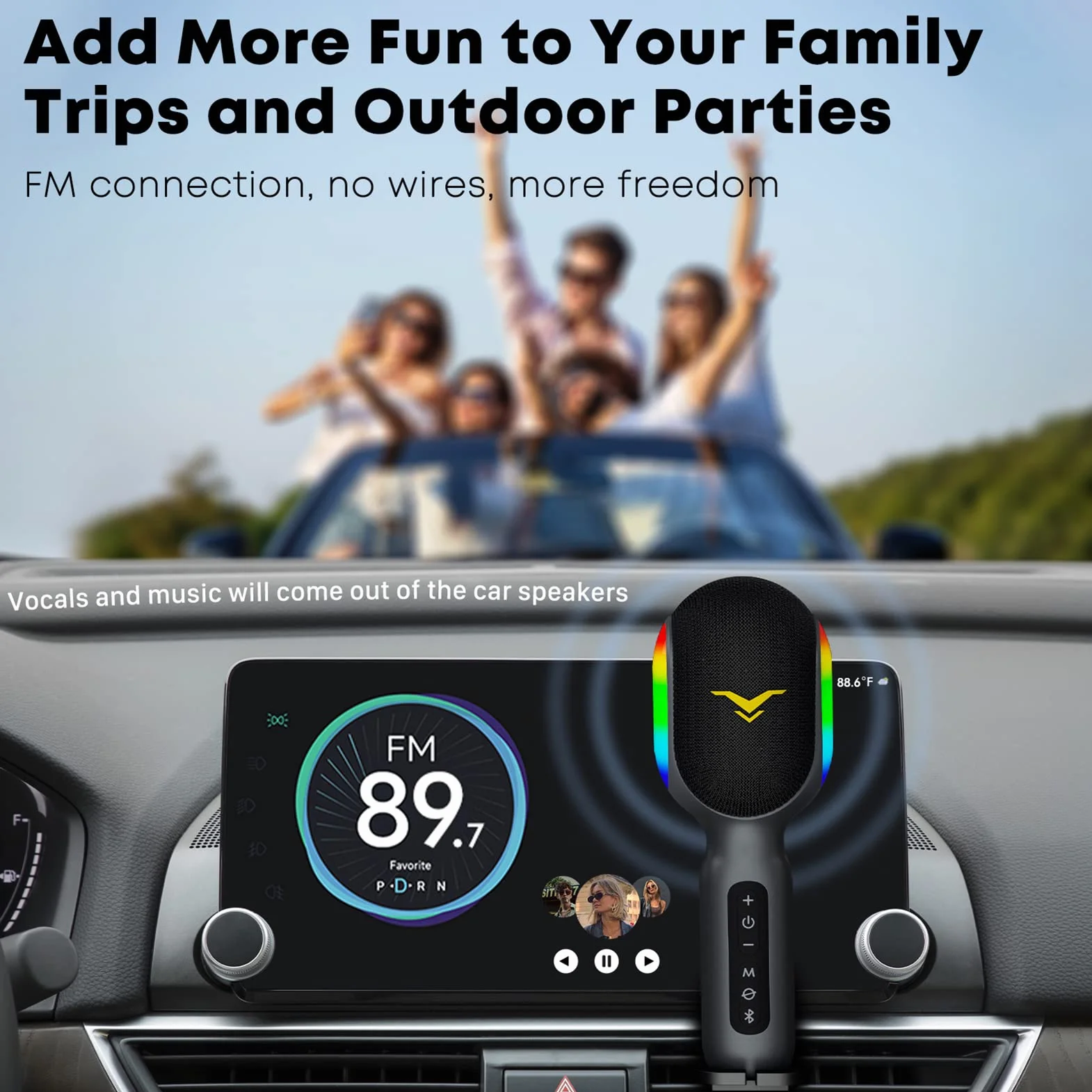 StageSound Mikrofon do karaoke, bezprzewodowy Bluetooth LED, przenośny zestaw dla dzieci, nagrywanie muzyki, tryb akompaniamentu, domowe urządzenie do karaoke, kompatybilny z systemem iOS Android FM w