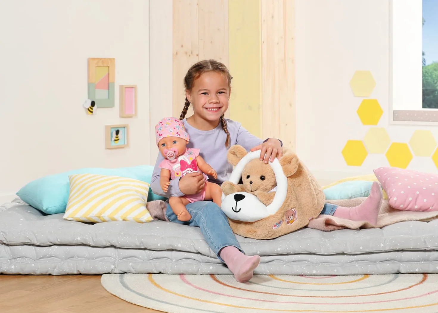 BABY born Jaskinia do spania niedźwiedzia 834459 - akcesoria do niedźwiedzia BABY born i lalek do 43 cm - odpowiednia dla dzieci od 1+, brązowa