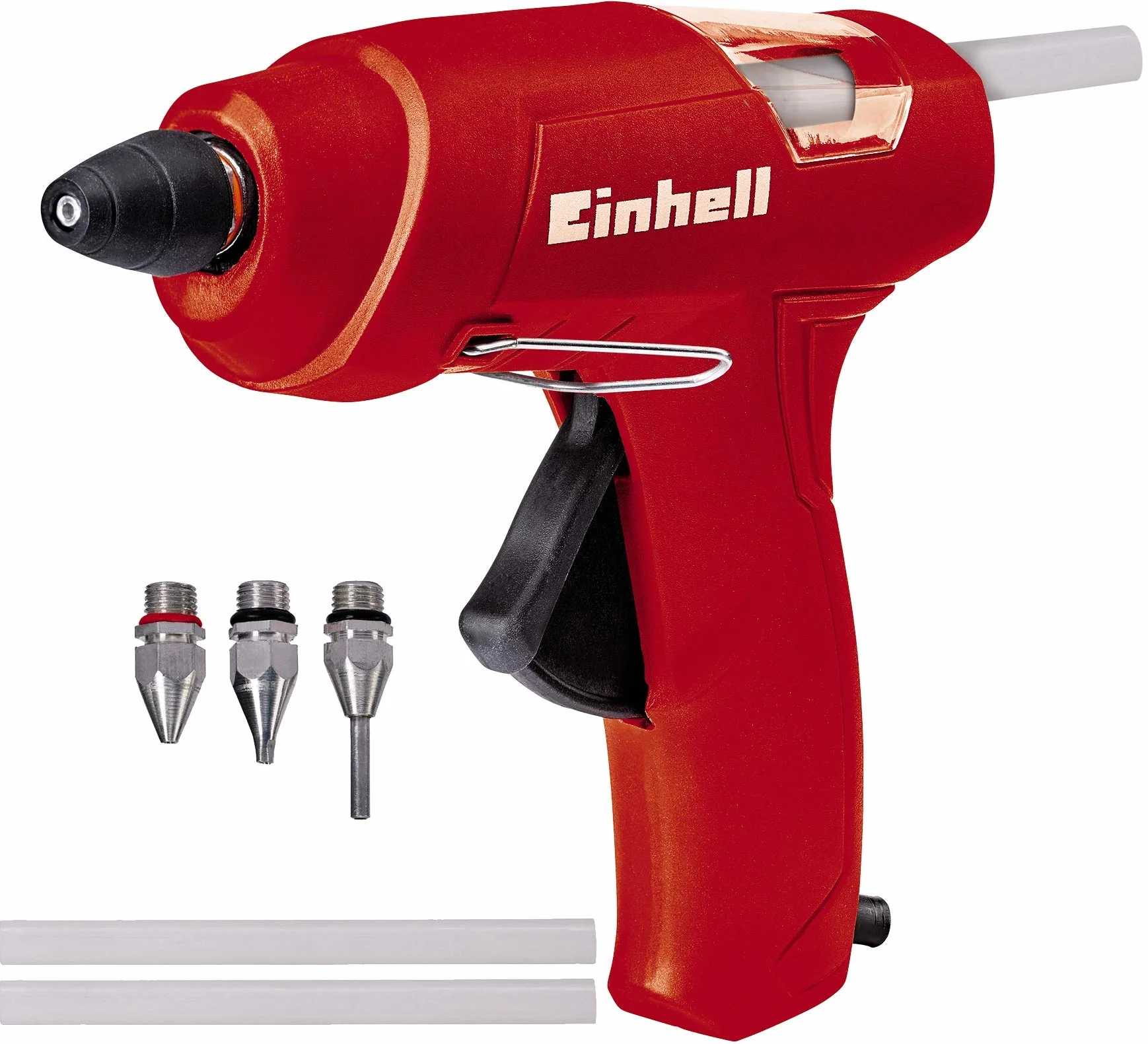 Einhell Pistolet do klejenia na gorąco TC-GG 30 (posuw mechaniczny, okienko, pałąk, w zestawie standardowa, płaska, przedłużająca, 3 sztyfty do kleju)