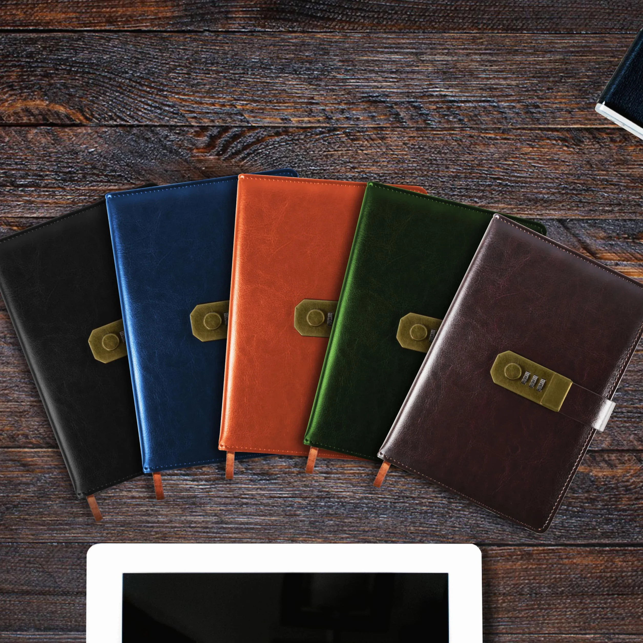 Diary with Lock, A5 PU Leather Diary with Code 200 Pages, 100Gsm Paper, Vintage Reading Journal Diary with Lock for Women & Men, (Czarny)