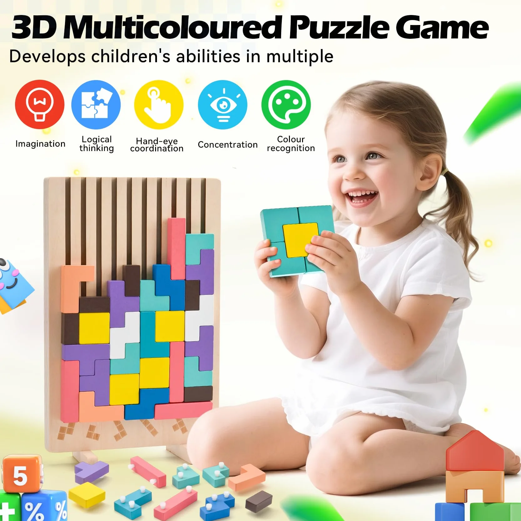 Tetris puzzle dla dzieci, zabawki edukacyjne, puzzle LegnoTetris, Montessori Games 3 4 5 6 lat, gry dla dzieci, inteligencja układanki, prezent edukacyjny dla dzieci