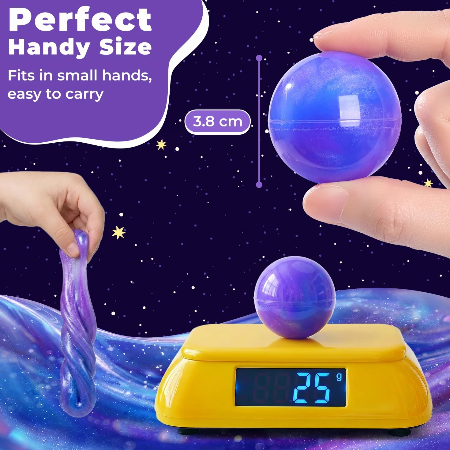 Theefun Slime Party Favors, zestaw 24 sztuk galaktyk Slime Ball Party Favors – rozciągliwy, nie kleje się, redukuje stres i jest bezpieczny dla dziewcząt i chłopców, idealne na imprezę, do klasy