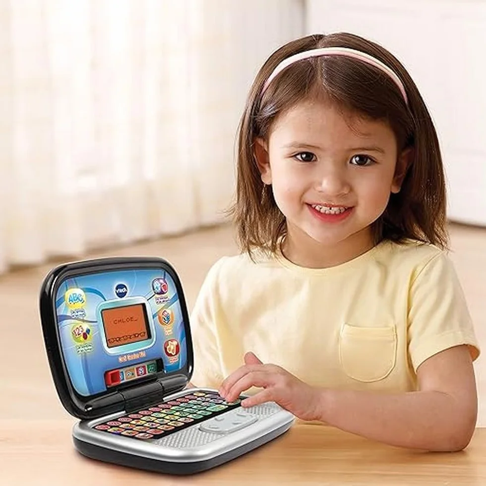 VTech Ordi Genius Kid Black komputer dla dzieci z podświetlanym ekranem 20 zajęć i gier edukacyjna zabawka od 3 do 7 lat