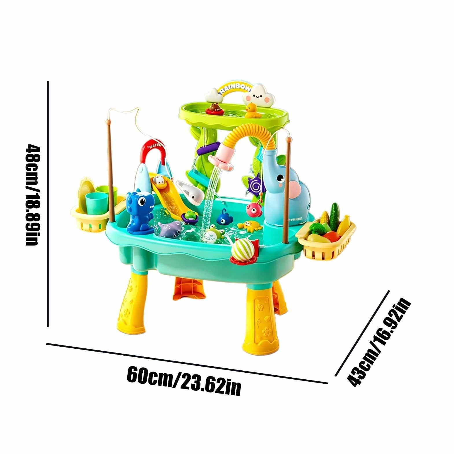 Stolik Wodny Dla Dzieci | Letnia Zabawka Plażowa - Zabawkowy Zlew Kuchenny - Dla Przedszkolaków do Ogrodu, na Taras, Plażę, Kemping, do Żłobka, w Domu, Łazience, Pokoju Zabaw, na Wakacje,