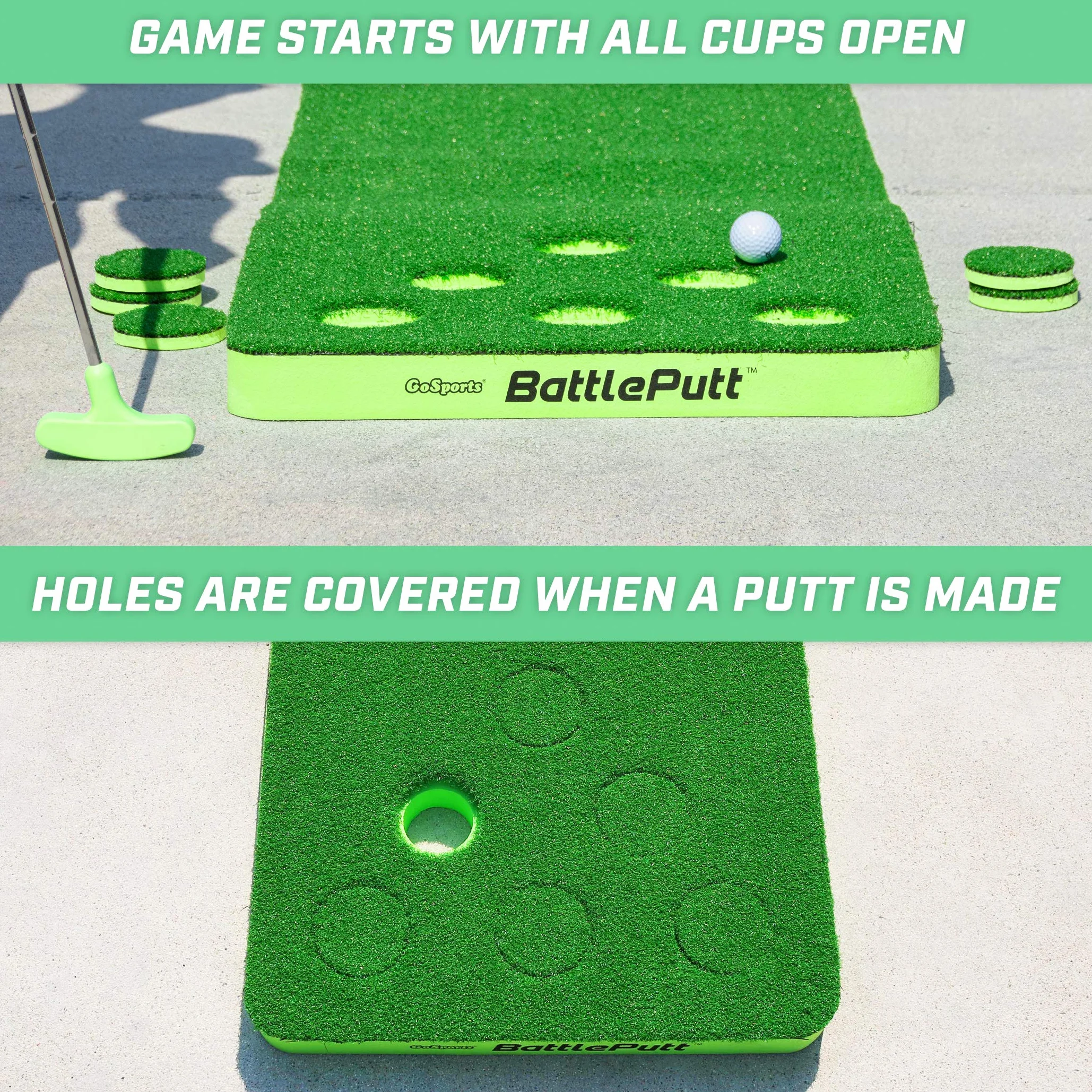 GoSports Battleputt Golf Putting Game, 2-w-2 Pong Style Play with 28 cm Putting Green, 2 Putters i 2 piłki golfowe
