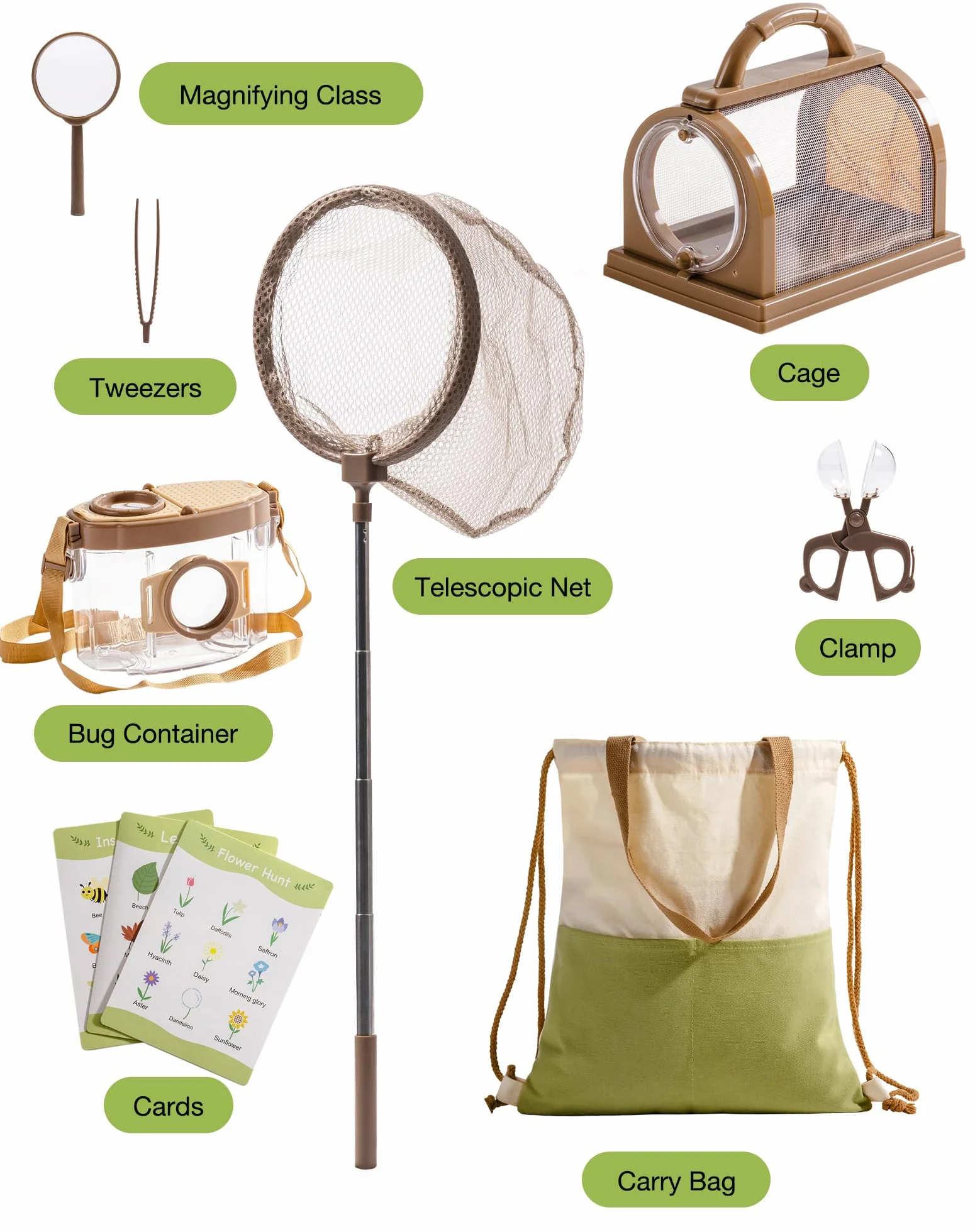 ROBOTIME Kids Explore Kit & Bug Catcher Kit, edukacyjny sprzęt kempingowy dla dzieci, zestaw do eksploracji na świeżym powietrzu, zabawka przygodowa, prezent dla chłopców i dziewczynek w wieku 3-12