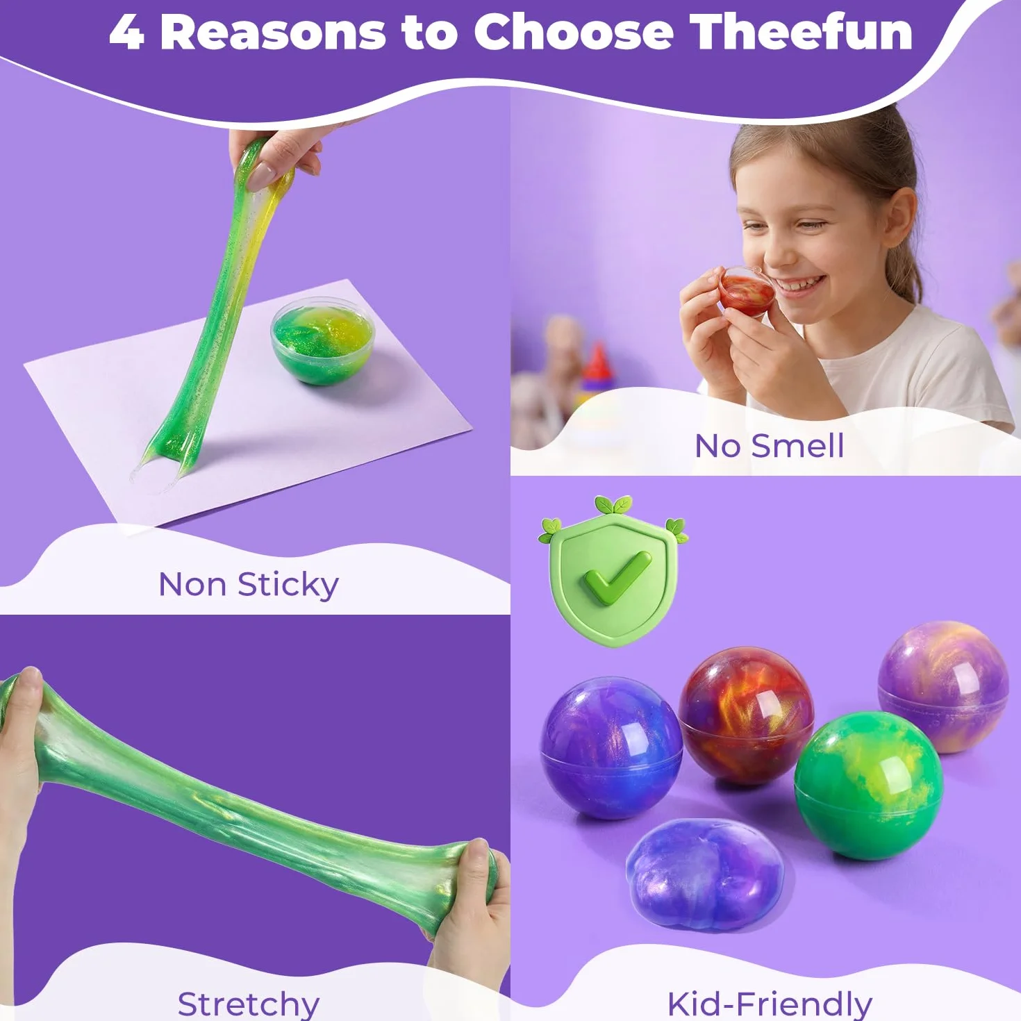 Theefun Slime Party Favors, zestaw 24 sztuk galaktyk Slime Ball Party Favors – rozciągliwy, nie kleje się, redukuje stres i jest bezpieczny dla dziewcząt i chłopców, idealne na imprezę, do klasy