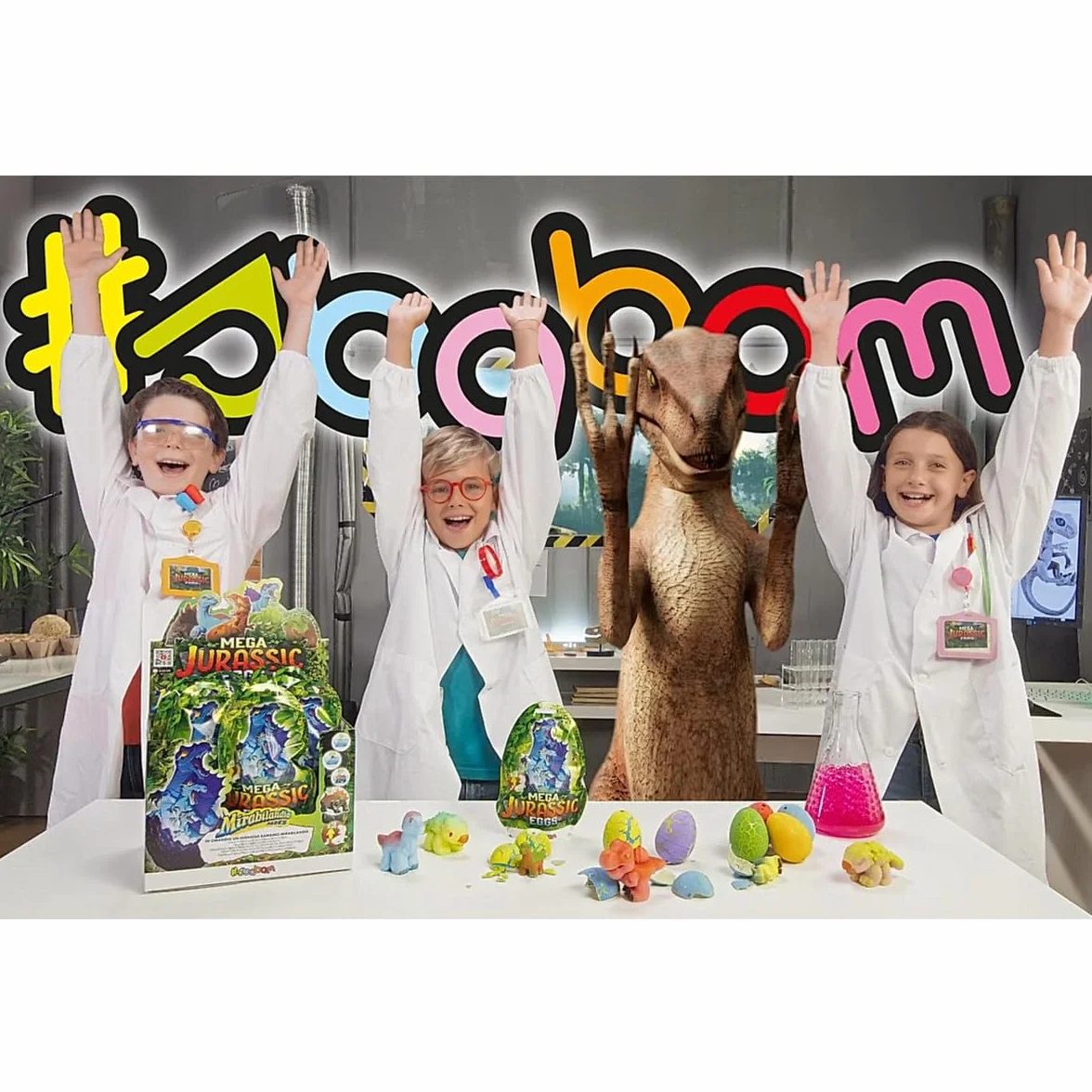 #sbabam Funny Box Mega Jurassic Eggs, zabawka od 3 lat, 3 sztuki, zabawka dinozaura dla dzieci urodzonych z magicznych jaj – idealna jako prezent dla dziecka
