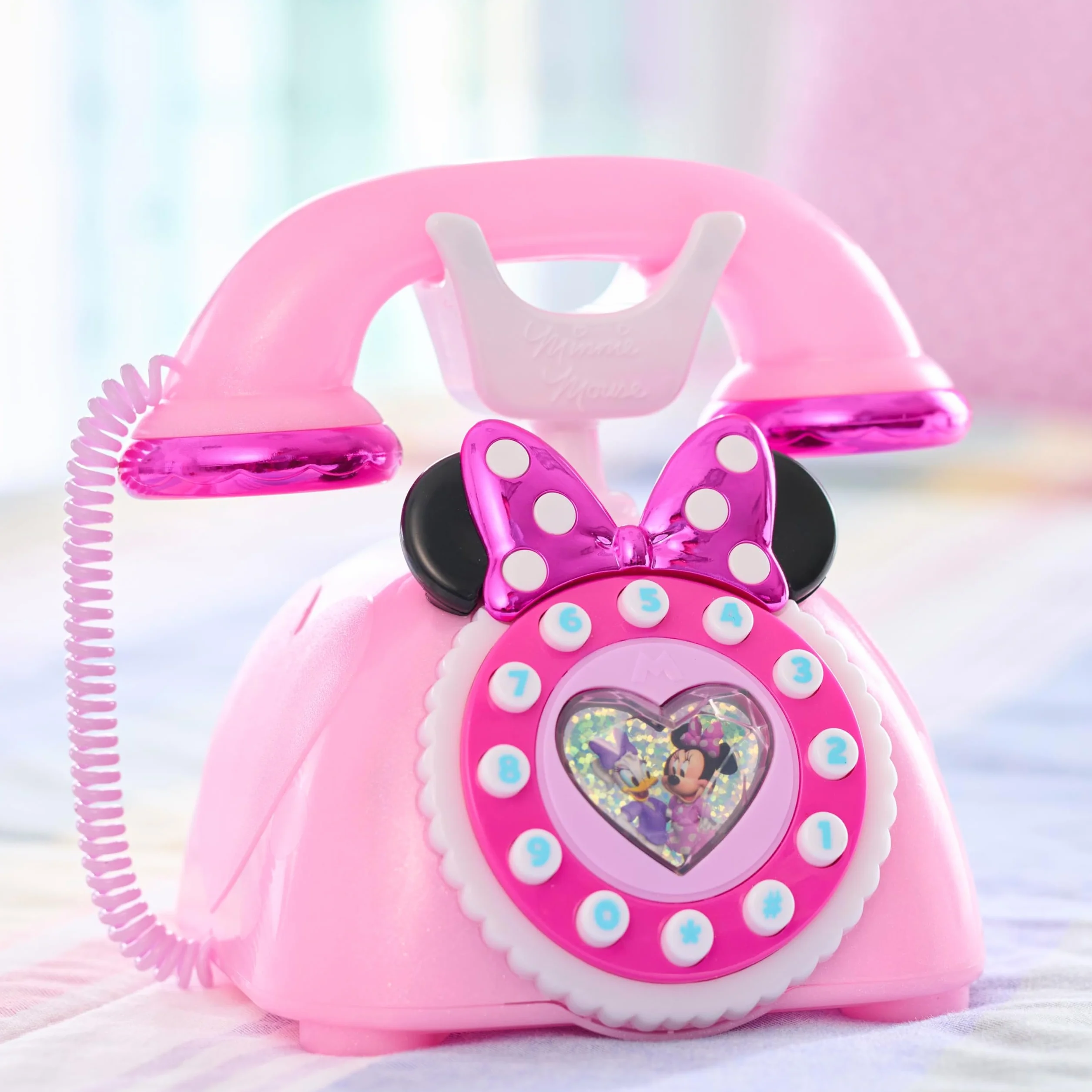 Disney Junior Minnie Mouse Ring Me Rotary Style Phone with Lights and Sounds, Pink