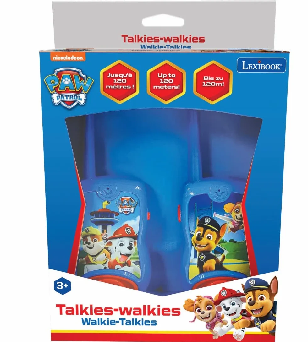 Lexibook TW12PA Psi Patrol Psi Patrol Chase Walkie Talkie, Gra Komunikacyjna dla Dzieci, Pasek na Baterie, TW12PA, Niebieski, Czerwony, Wersja Hiszpańska