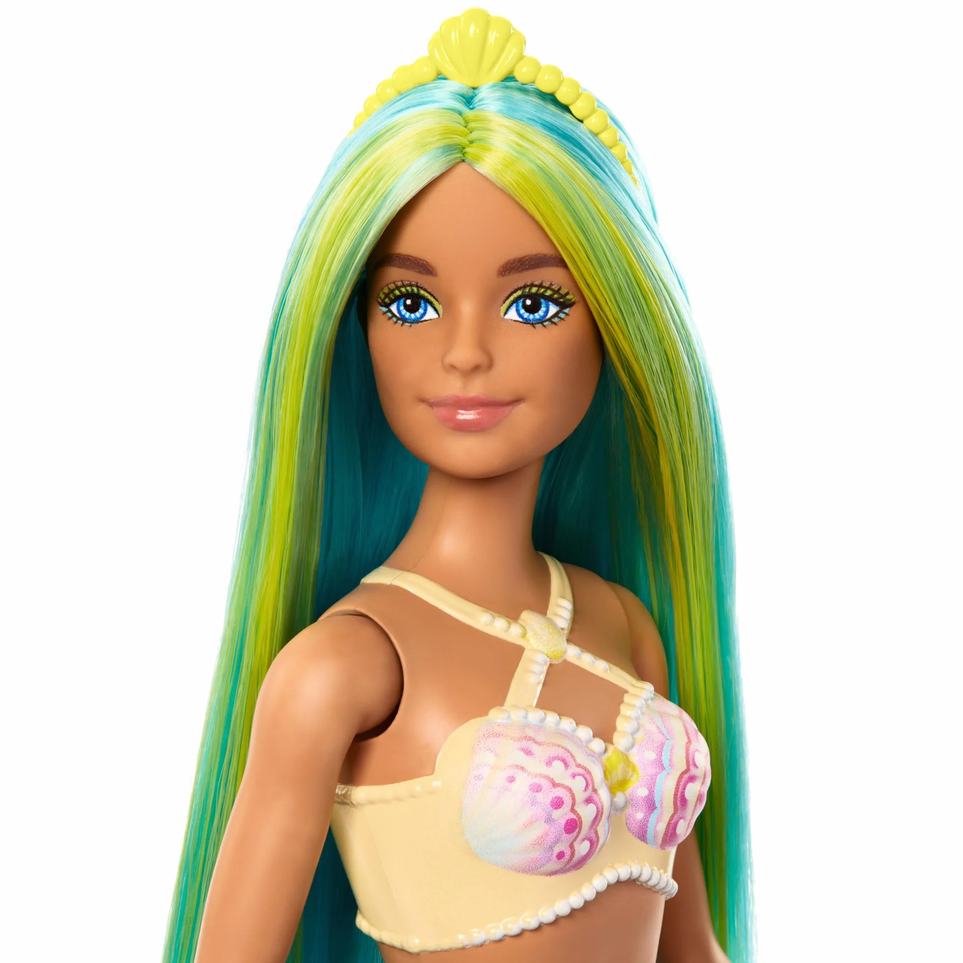 Barbie Mermaid Doll Fantasy Hair and Headband Shell Bodice Turquoise Tail Toy