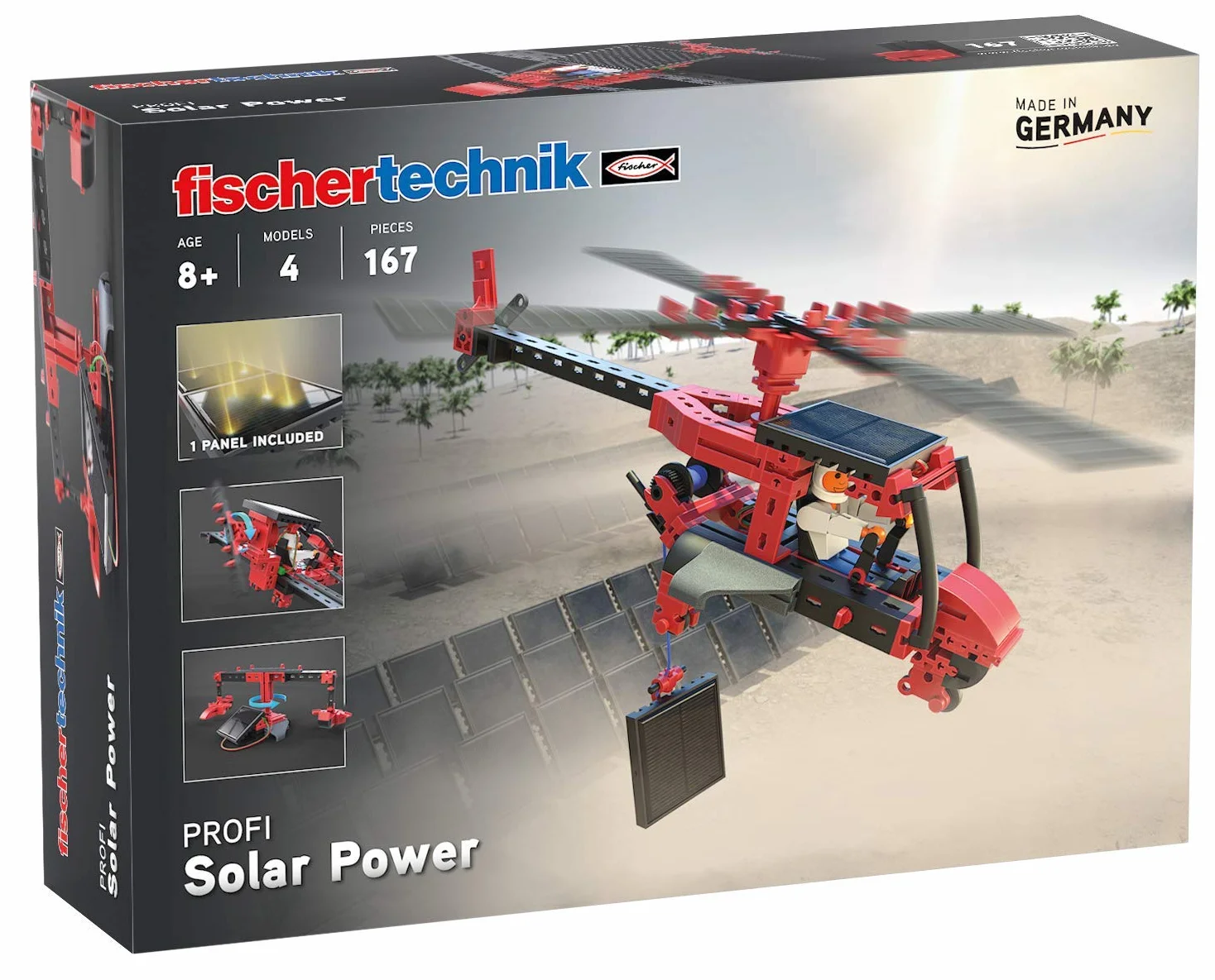 fischertechnik 559882 Profi Solar Power – zestaw do montażu dla dzieci od 8 lat, skrzynka eksperymentalna na temat energii słonecznej, w zestawie moduł solarny i silnik solarny