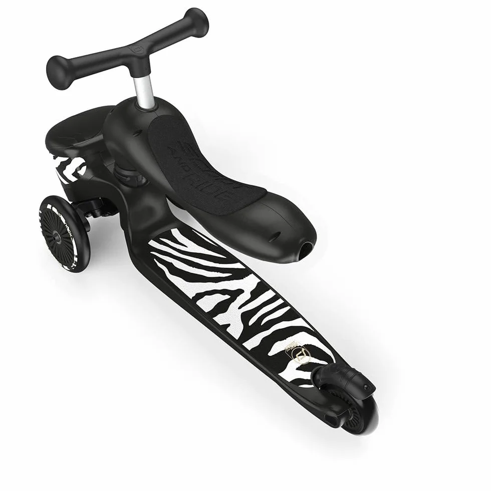 Scoot & Ride Unisex – Baby Highwaykick 1 Lifestyle Kickboard z siedziskiem i pojemnikiem (zebra)