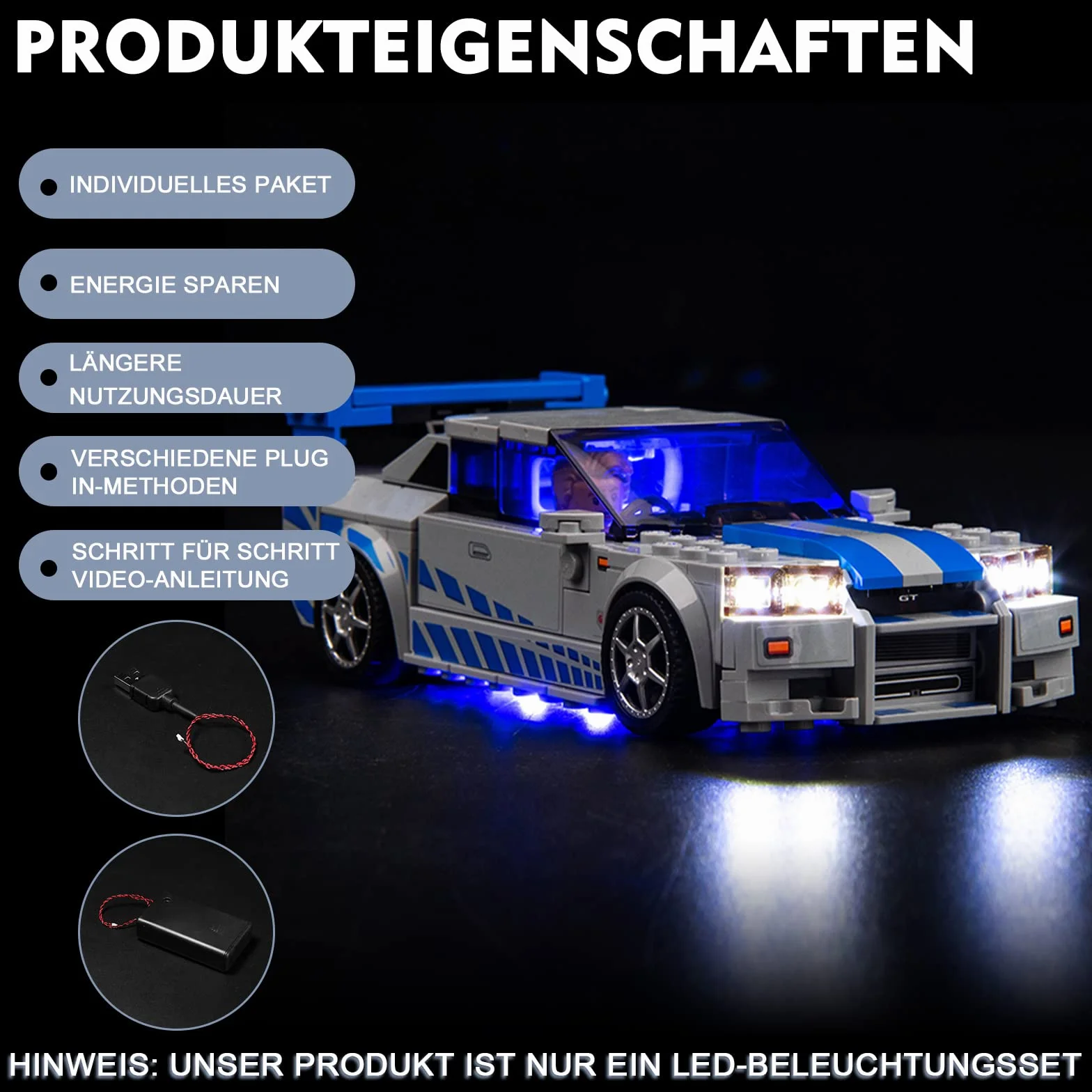Zestaw oświetlenia LED kompatybilny z Lego 76917 Speed Champions Nissan Skyline GT-R