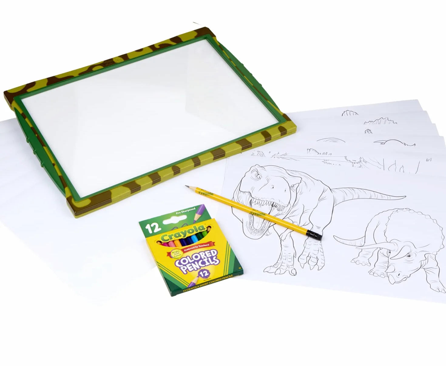 CRAYOLA - Luminous Dinozaury, Light Up Tracing Pad Dinozaurs, na wypoczynek i podróż, pomysł na prezent, 74-7497
