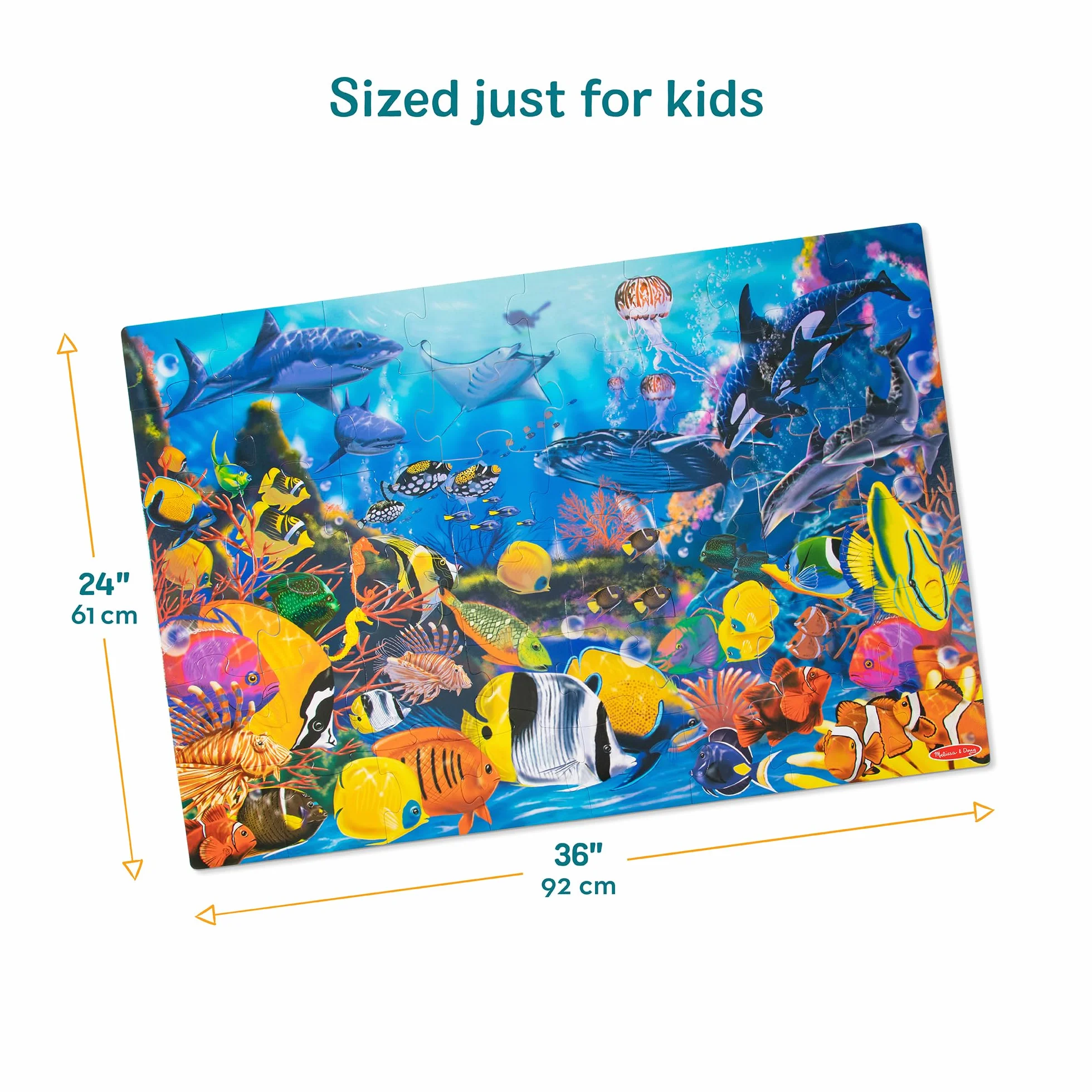 Melissa & Doug Underwater Ocean Floor Puzzle (48 pcs, 2 x 3 feet) Toddler Floor Puzzle, Ocean Animals Puzzle for Kids 3+ - FSC-Certified Materials