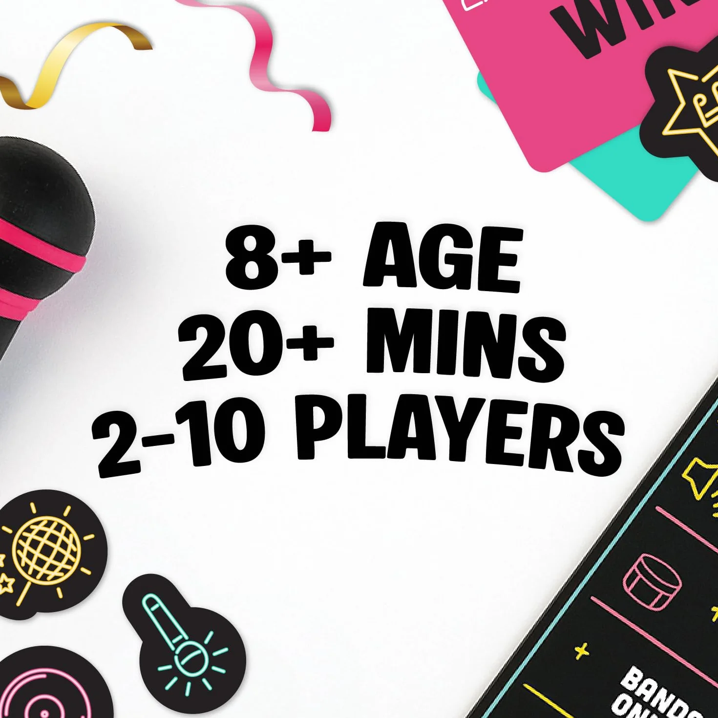 Lucky Egg Spannendes „Grab The Mic“ – Das Karaoke-Spiel für die ganze Familie ab 8 Jahren, 2–10 Spieler – Brettspiel für schlechte Sänger – 250 Songtextkarten für einen lustigen und witzigen Spieleabe
