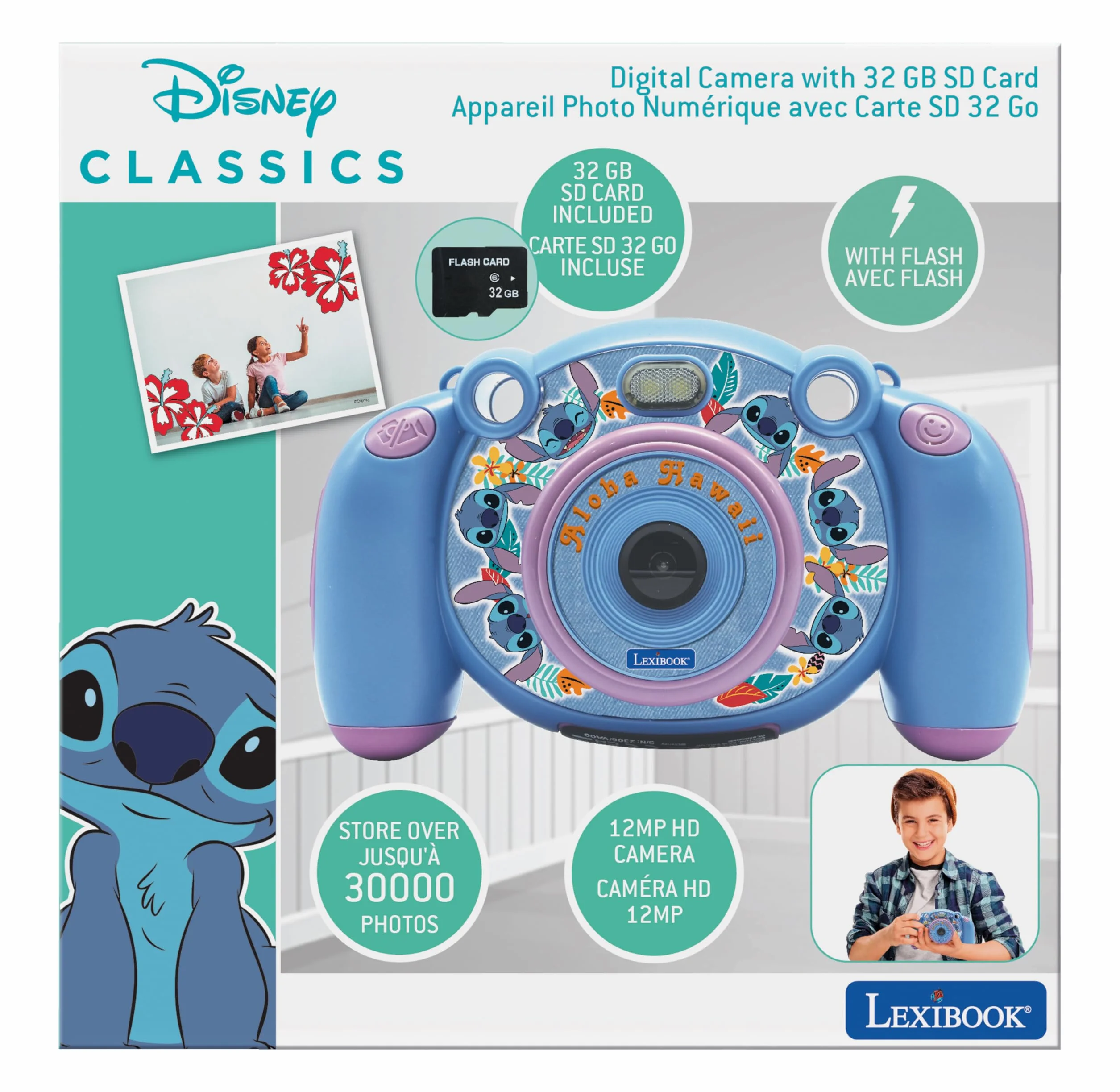 Lexibook DJ080D Disney Stitch-4 w 1 Kamera dla Dzieci z Funkcjami Zdjęć, Wideo, Audio i Gier