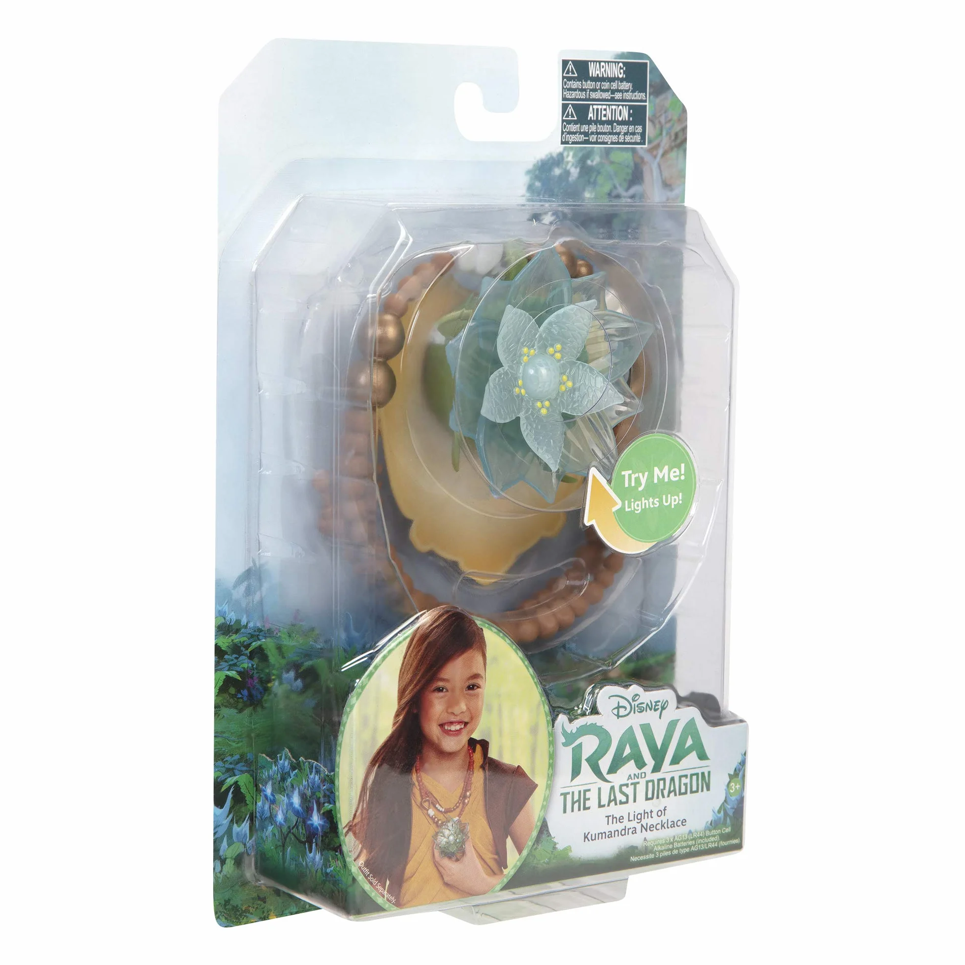 Disney Raya świecący naszyjnik z motywem smoka - brązowy, biały, niebieski