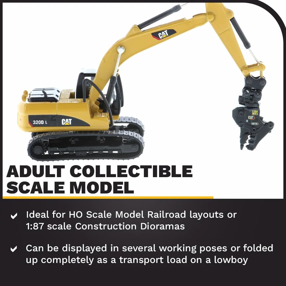 Caterpillar Diecast Masters 85652 - Koparka gąsienicowa z akcesoriami 320D, skala 1:87, ok. 11,7 x 4,5 x 4,8 cm, 14 lat i więcej