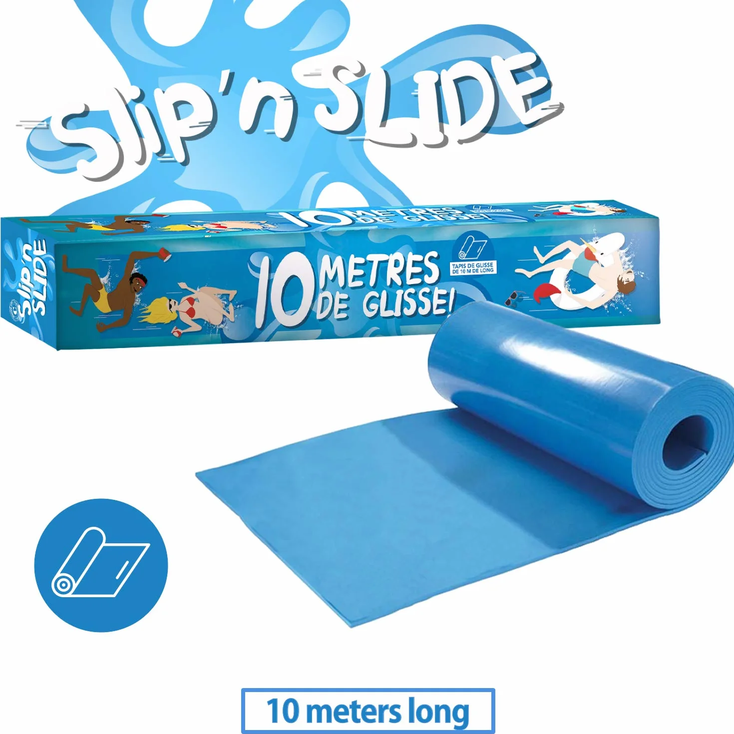 Officiell jätte slip och glid XXL | 10 meter bild | Högkvalitativ glidmatta | Snabbaste Slip'n Slide | Starkaste vattenrutschbanan | Utomhusvattensport | Spel | 100% kul | Husfest | OriginalCup®