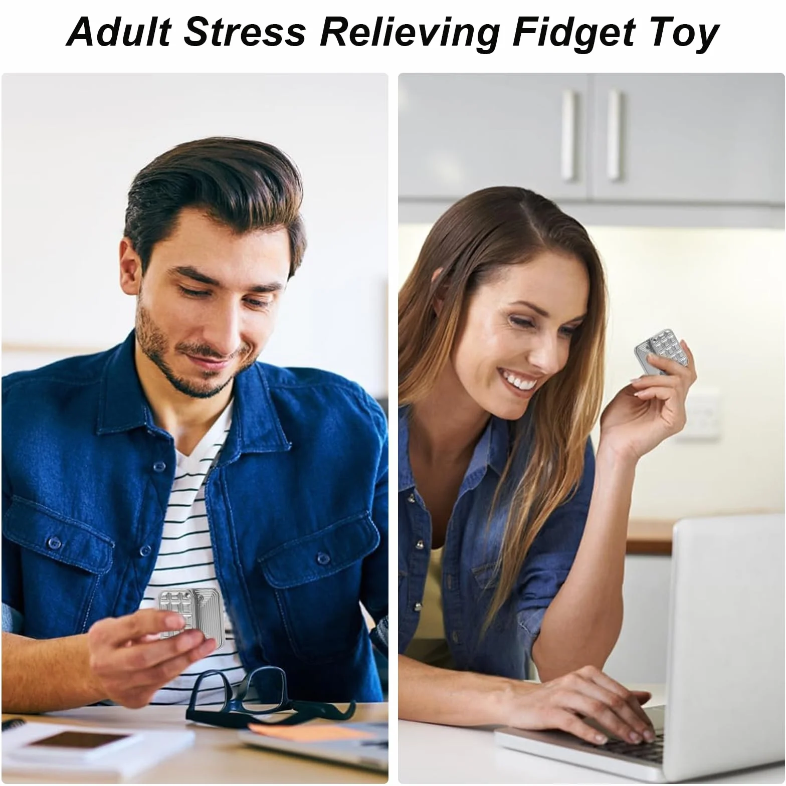 Fidget Slider - Zabawki Metalowe dla Dorosłych, EDC Dekompresja, Srebrny Metal, Antystresowe Obiekt dla ADHD i Lęku, Odstresowujący Prezent