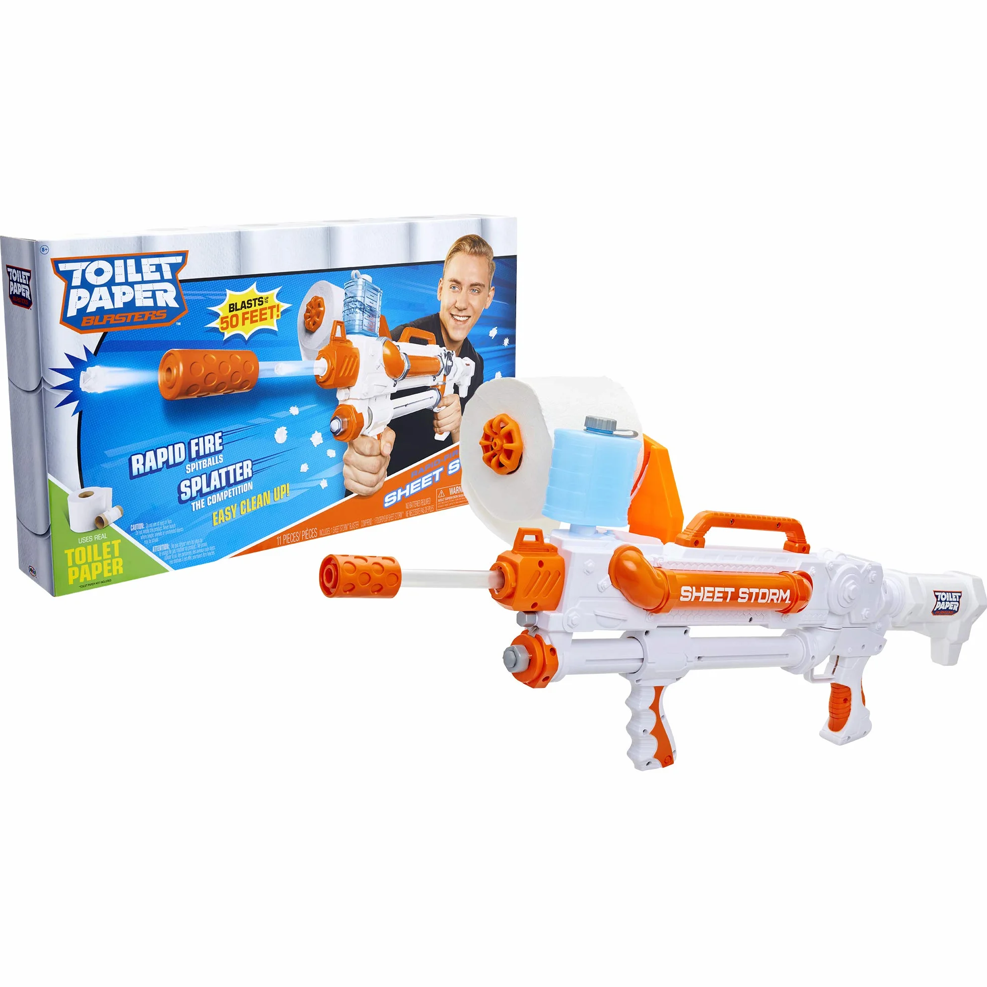 Papier toaletowy Blaster, sztorm, Toy Blaster strzela szybko ogień TP Spitballs do 15 m - wykorzystuje prawdziwy papier toaletowy! Super zabawny prezent dla dzieci, nastolatków, studentów, tatusiów,