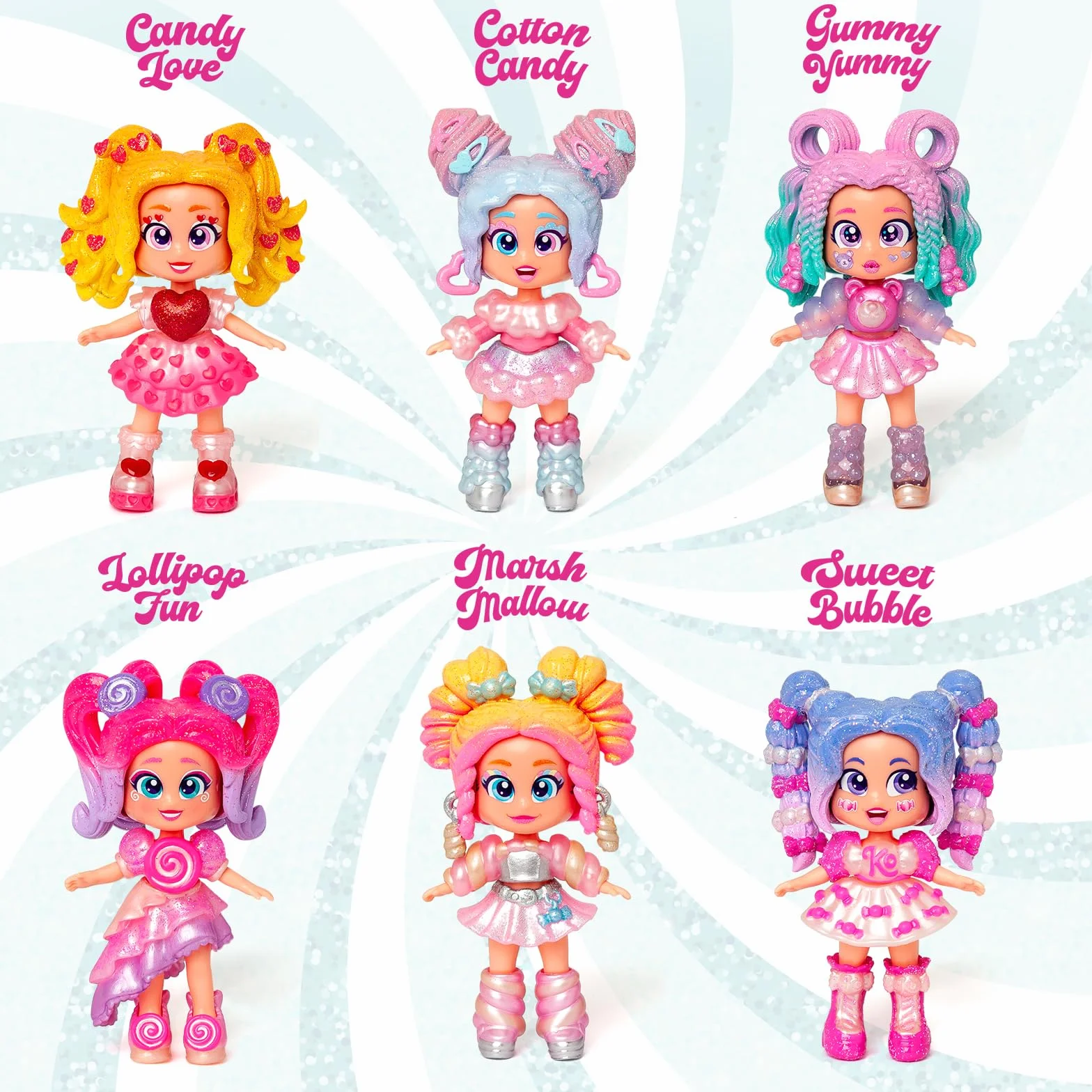 KOOKYLOOS Candy Land Series SWEET BUBBLE – laleczka do kolekcjonowania z serii Candy Land, zawartość: 1 lalka, zestaw ubrań i butów, akcesorium oraz zwierzątko,1 lalka ma 3 różne buzie!