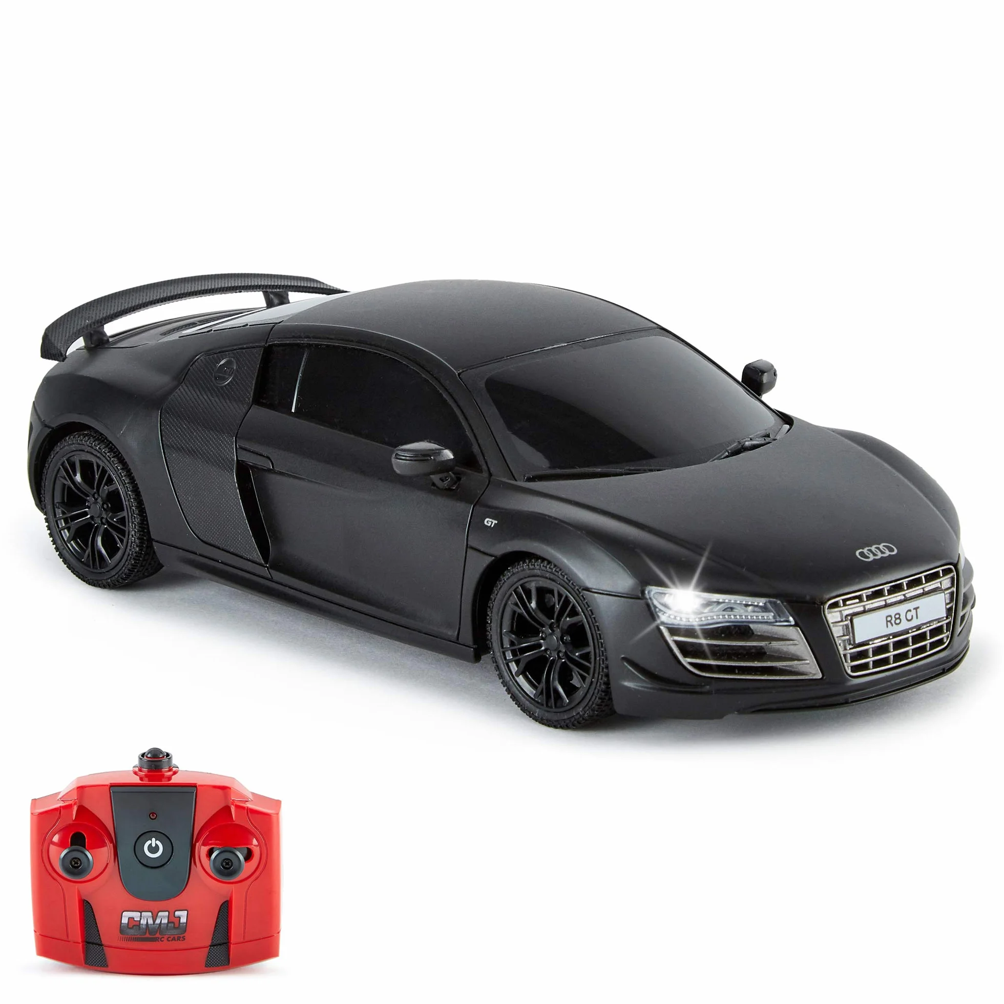 CMJ RC CARS Audi R8 GT, oficjalny, licencjonowany, zdalnie sterowany samochód, czas odtwarzania RC Flitzer Auto, 1:24 RC Car samochód terenowy samochód 24 Hz, prezent dla dzieci w wieku 6-12 lat, dla