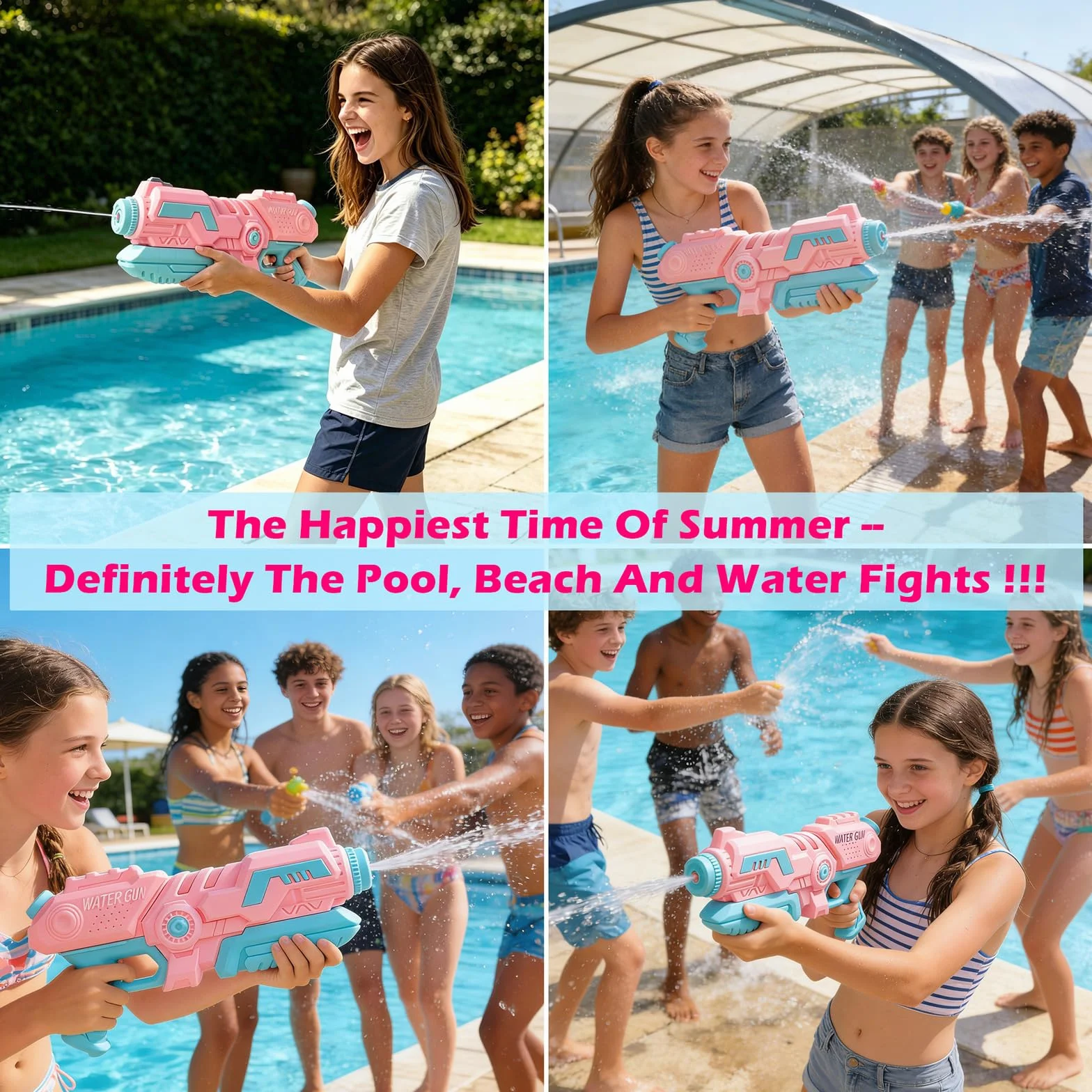 Różowy pistolet na wodę 650 cm3 Duży pistolet na wodę dla dzieci Dorośli 26-33 stóp Super Soaker Water Blaster Shooter, letnia plaża Basen Walka z wodą Squirter Zabawki dla dziewczynek