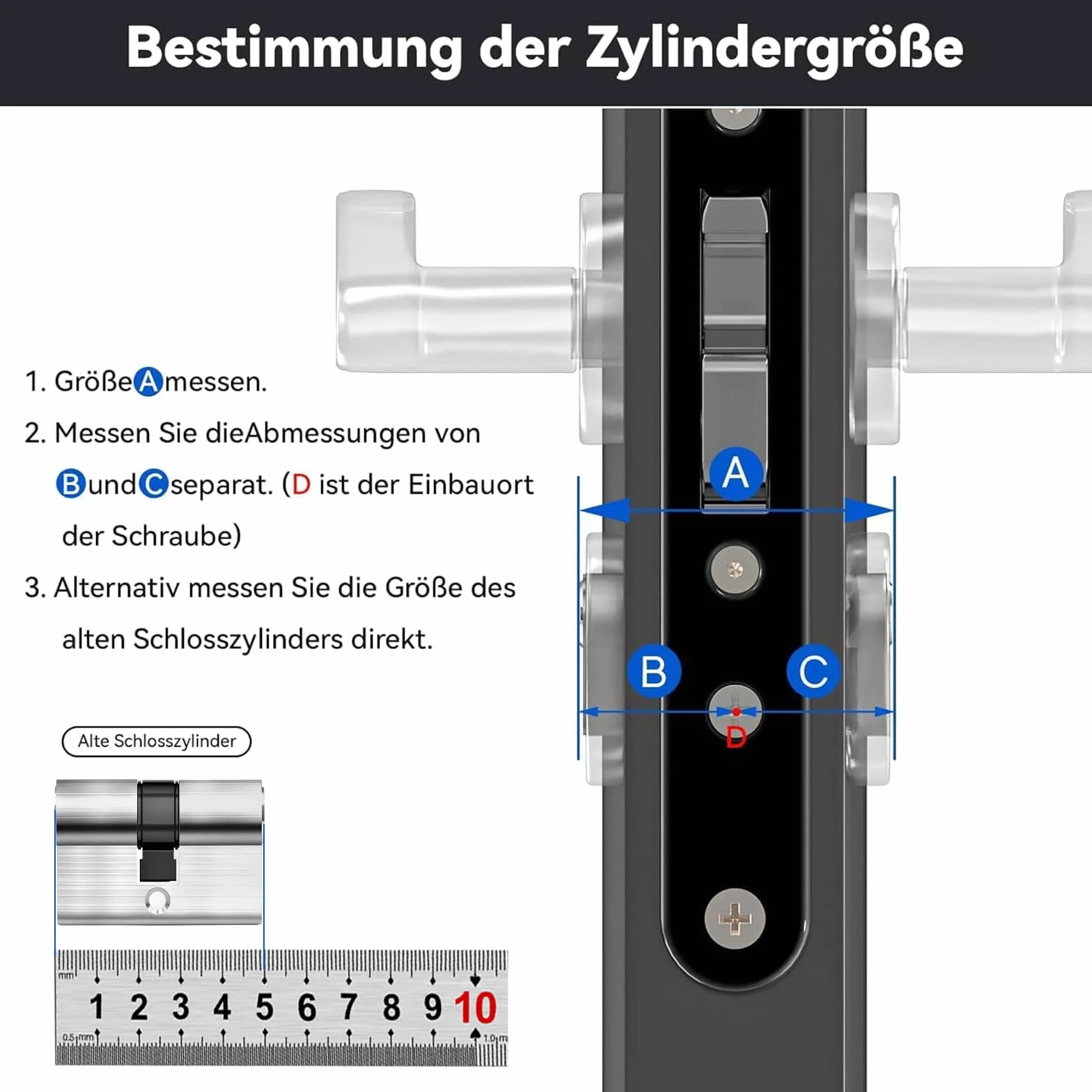 MANICAF Cylinder zamka 25/25, cylinder profilowy, europejski zamek cylindrowy, zamek cylindryczny 50 mm z 5 kluczami mosiężnymi