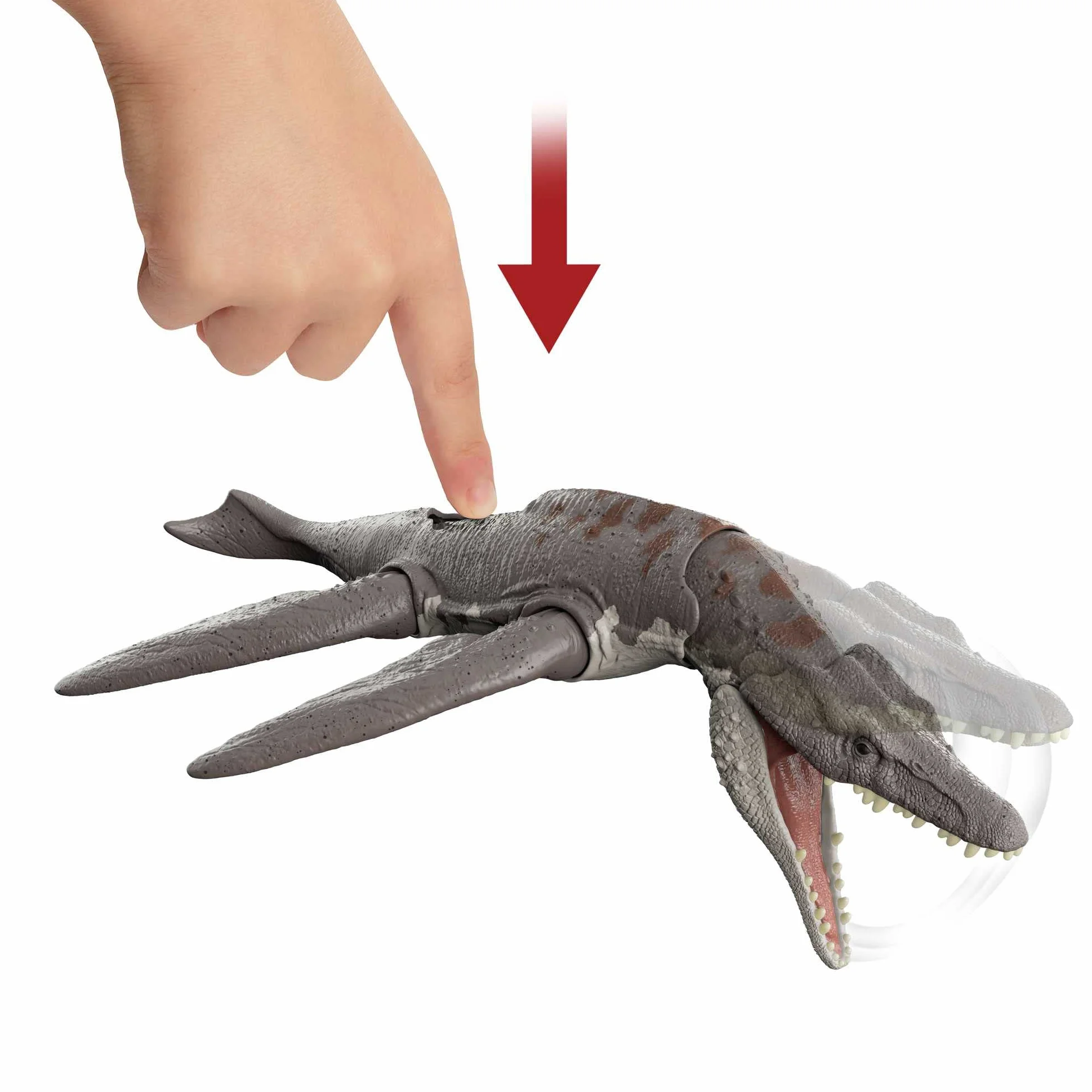 Jurassic World Dominion Ryczący dinozaur Dziki ryk Liopleurodon Figurka wodnego dinozaura z funkcją ataku i dźwiękiem, zabawka na prezent, zabawa fizyczna i wirtualna, HDX38