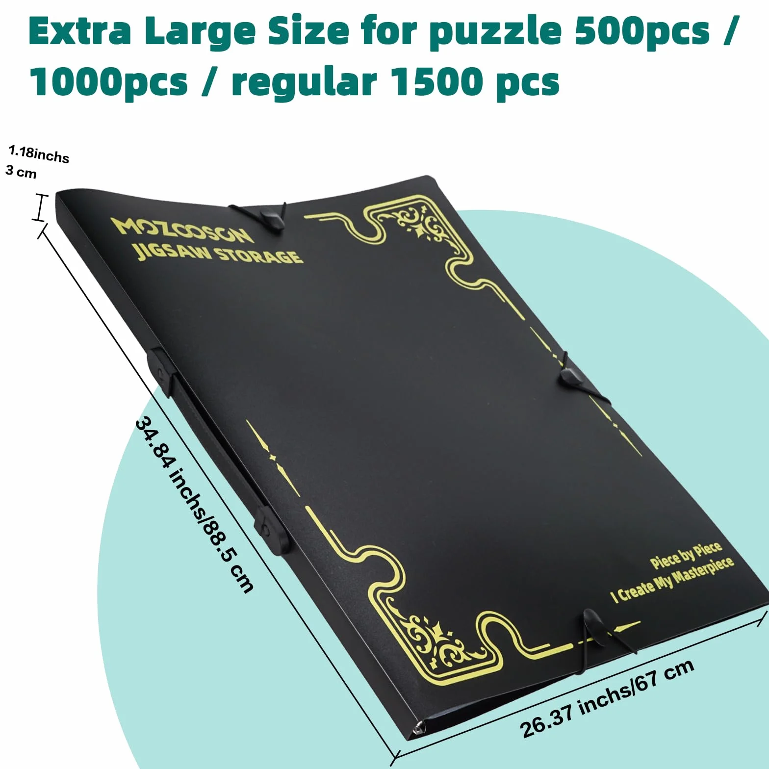 MOZOOSON Segregator do przechowywania puzzli na 1500 szt./1000 szt., akcesoria do puzzli z 25 kieszeniami, organizer o dużej pojemności, akcesoria pyłoszczelne i ochronne, dla entuzjastów