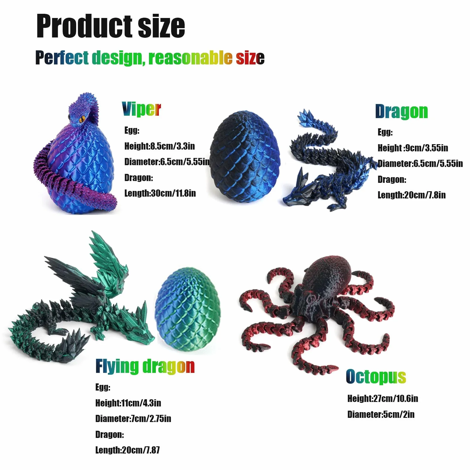 Tajemnicze jajko smoka z 3D, smocze jajko ze smokiem, smok 3D, magiczny przedmiot dekoracyjny i prezent (kryształ węża, leśna zieleń)