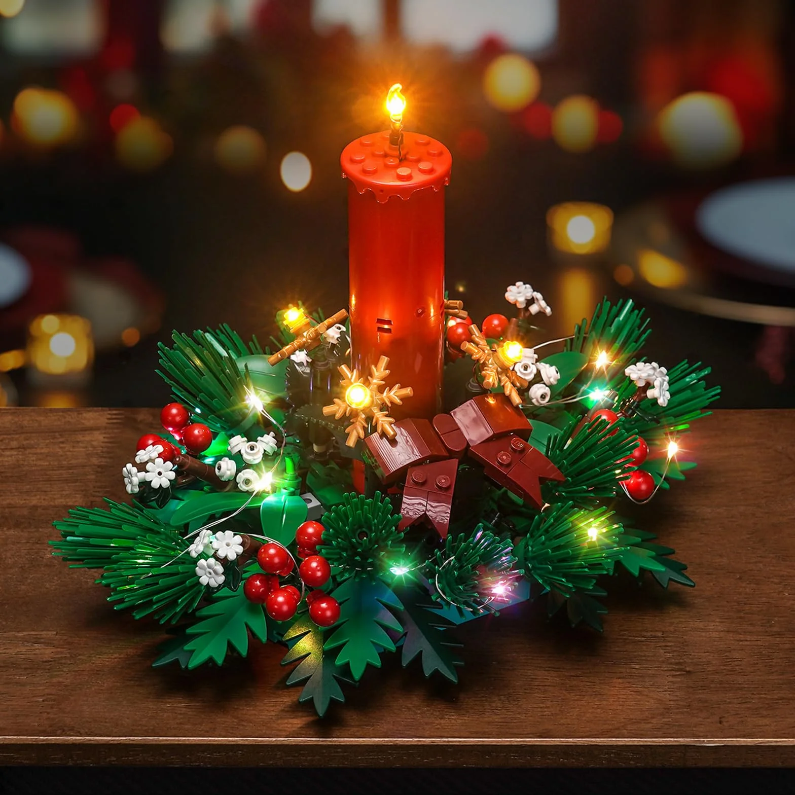 Zestaw świateł LED kompatybilny z Lego Christmas Table Decoration (nie jest to model), zestaw oświetleniowy kompatybilny z 40743 Christmas Table Decoration, kreatywna zabawka