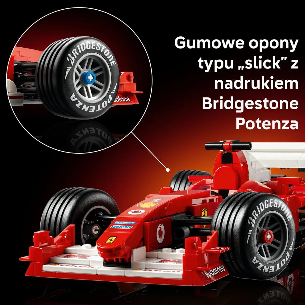 LEGO Icons Ferrari F2004 i Michael Schumacher, zestaw konstrukcyjny dla dorosłych z modelem bolidu F1, kolekcjonerski samochód wyścigowy, pomysł na prezent dla mężczyzny i kobiety 11375