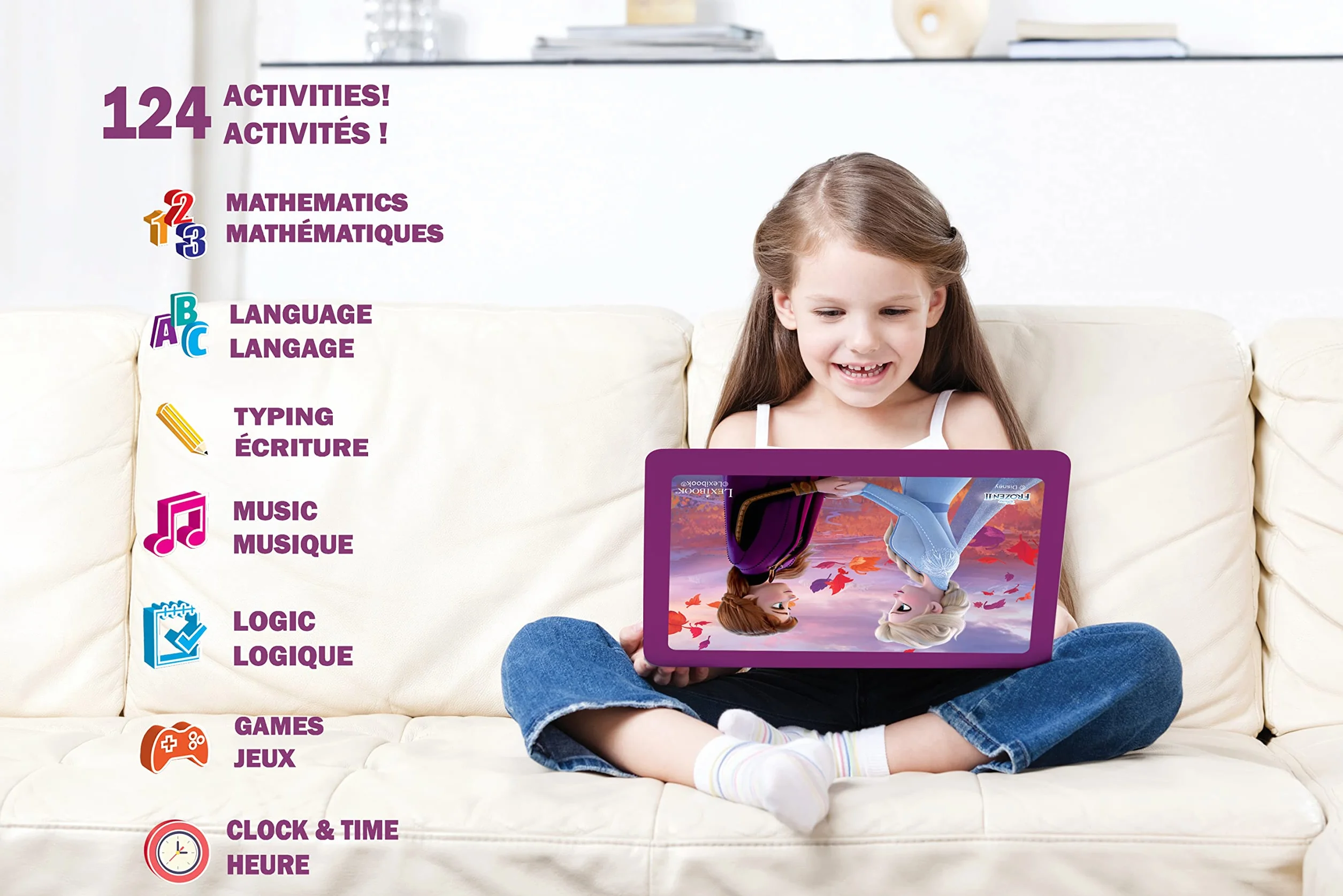 Lexibook Frozen 2 Laptop dla Dzieci do Nauki, Fioletowy, Niebieski, 24 X 18 X 3.6 cm, JC598FZi1