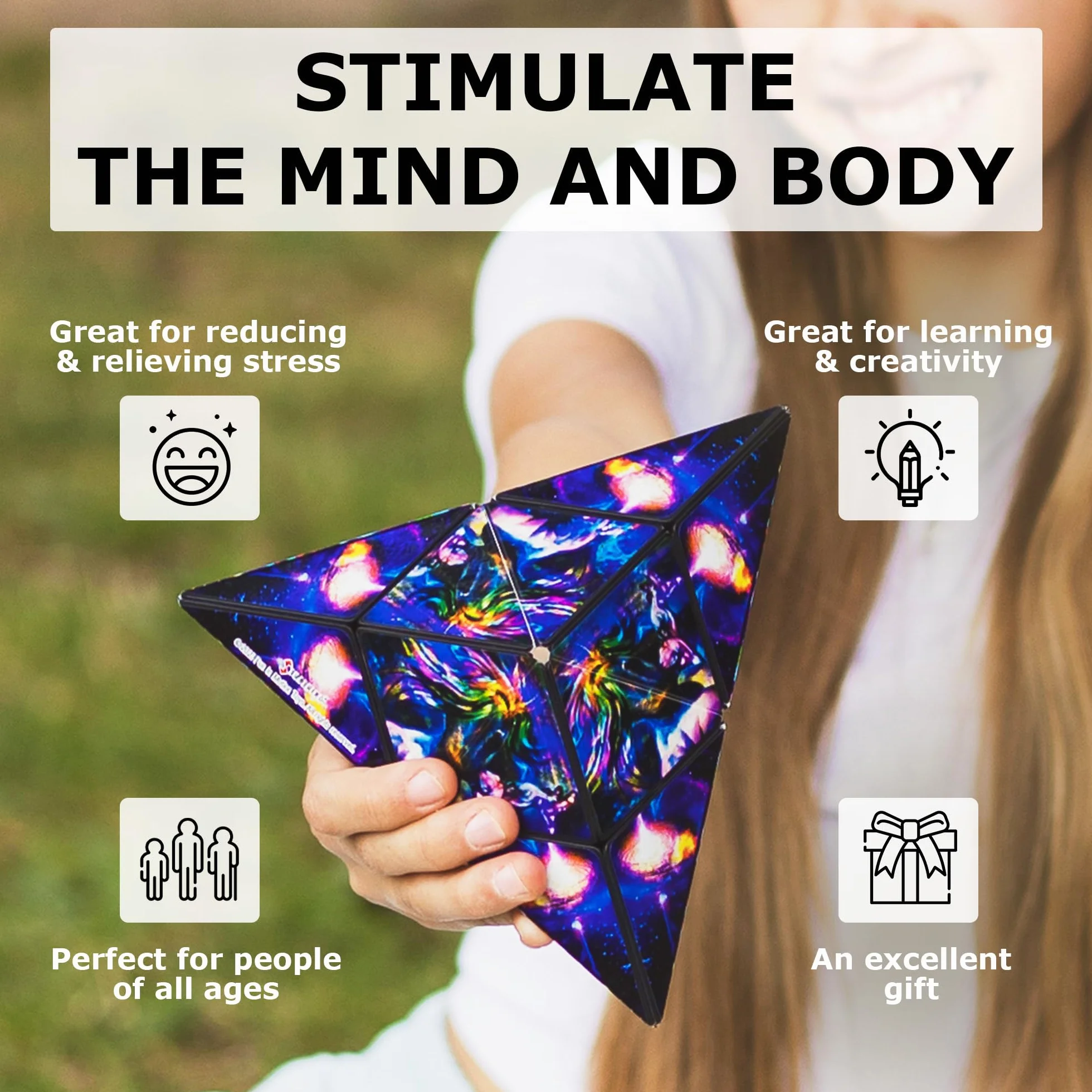 SHASHIBO Shape Shifting Box - Magnetyczna Kostka Fidget z 36 Magnesami, Ponad 100 Kształtów (Cosmic)