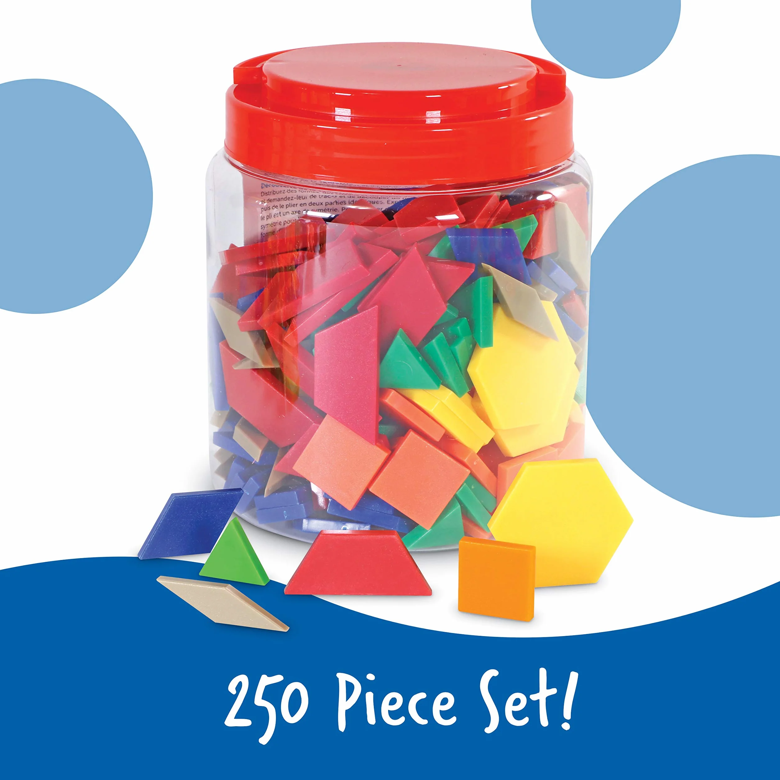 Learning Resources Plastikowy Wzorzec Bloki 250-Sztuk Zestaw, 0.5 cm Grubosc