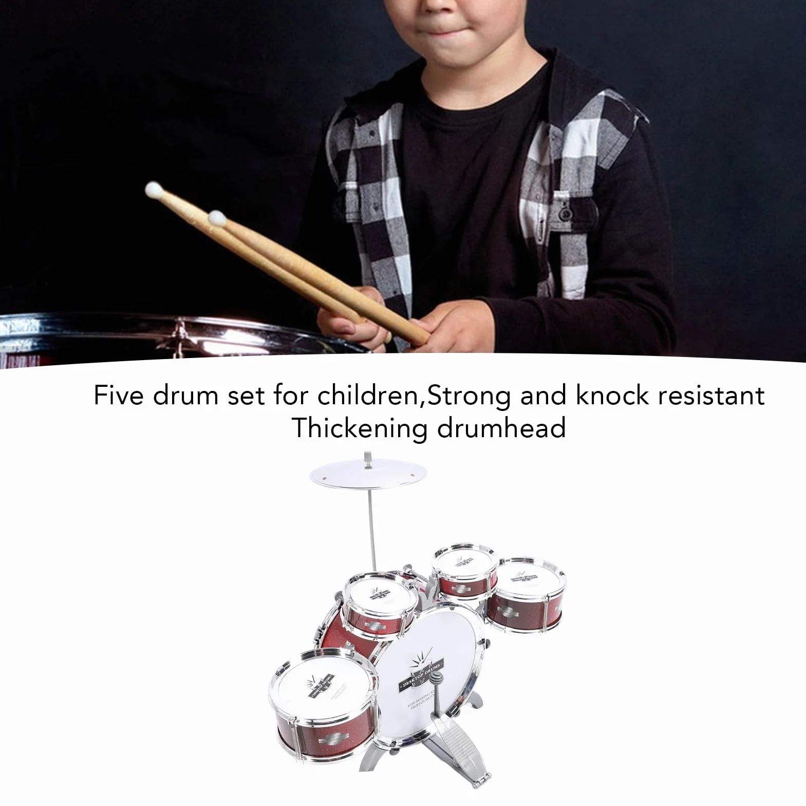 Zestaw Perkusji Jazzowych dla Dzieci 5 Bębnów Muzyczna Zabawka Edukacyjna ABS