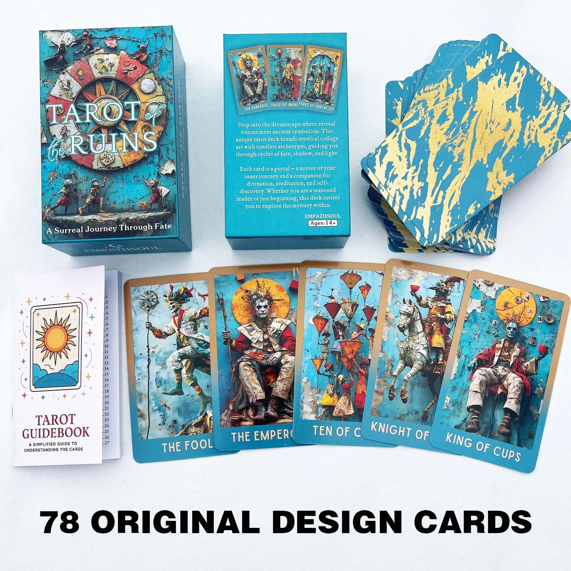 Tarot Ruin, 78 surrealistycznych kart tarota z archeiczna rzeźbą, IntuitionTarot dla początkujących i doświadczonych czytelników, unikalne karty tarota z przewodnikiem