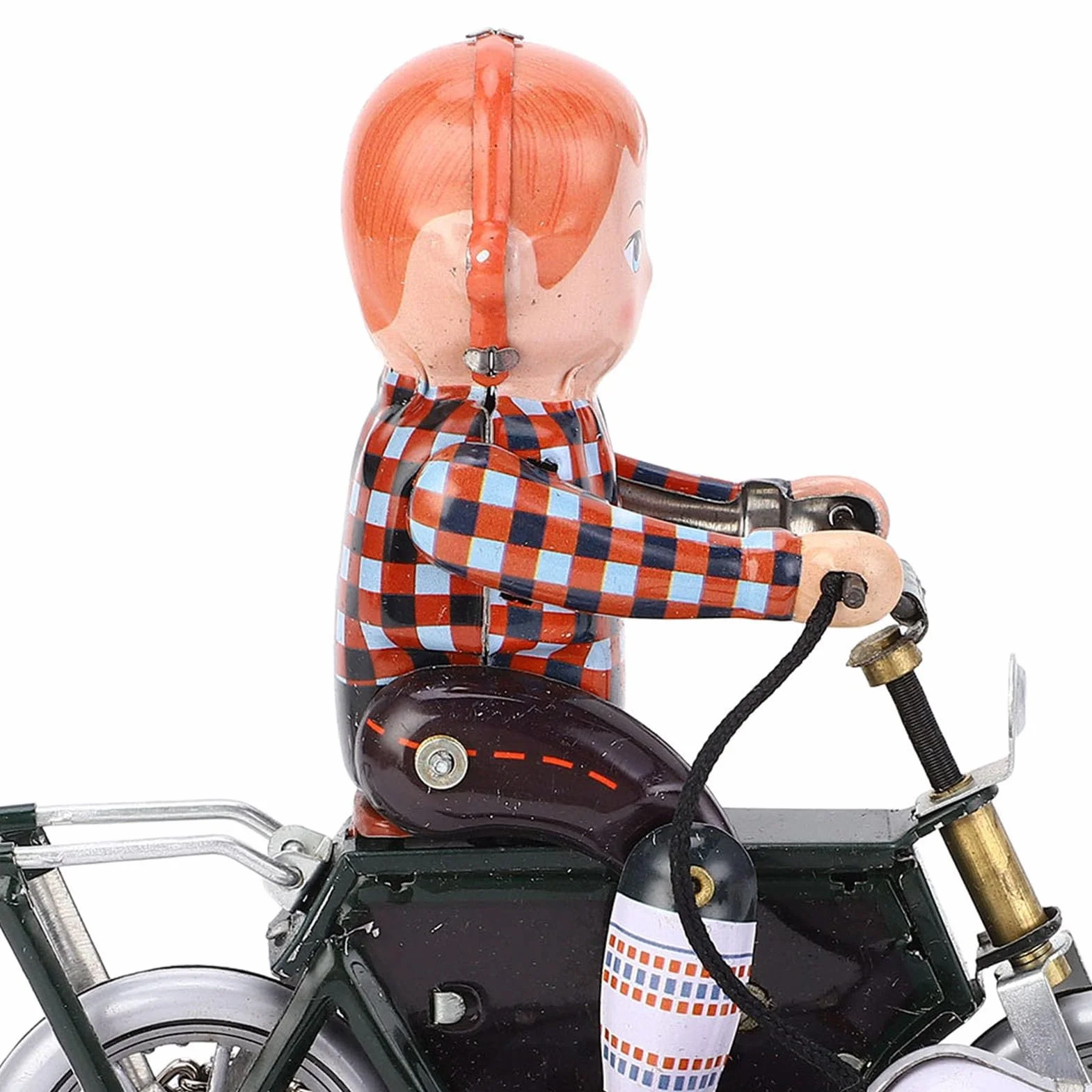 Alomejor Retro chłopiec mechanizm zegarowy zabawka jeździectwo rower prowadzi psa na polowanie, ręcznie robiona blaszana zabawka do kolekcji, dekoracja domu