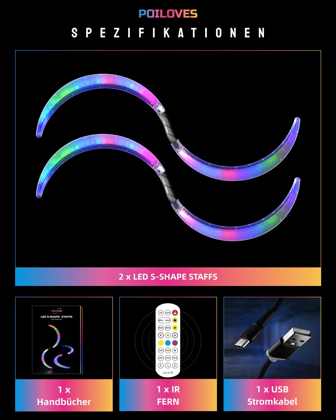 Żonglerskie magiczne laski LED w kształcie