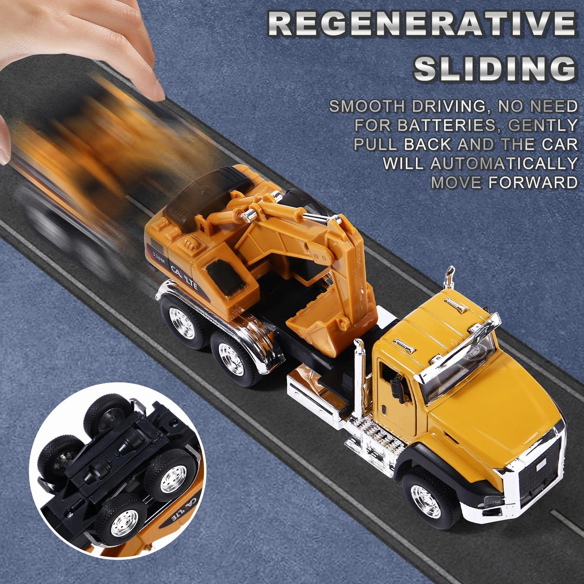 AIUAZA 1/50 Ratio die-Casting Engineering Construction Vehicle, Excavator, Alloy Collection Model car, Boy's Door Opening Pull Back Car Toy(1 szt. Excavator)