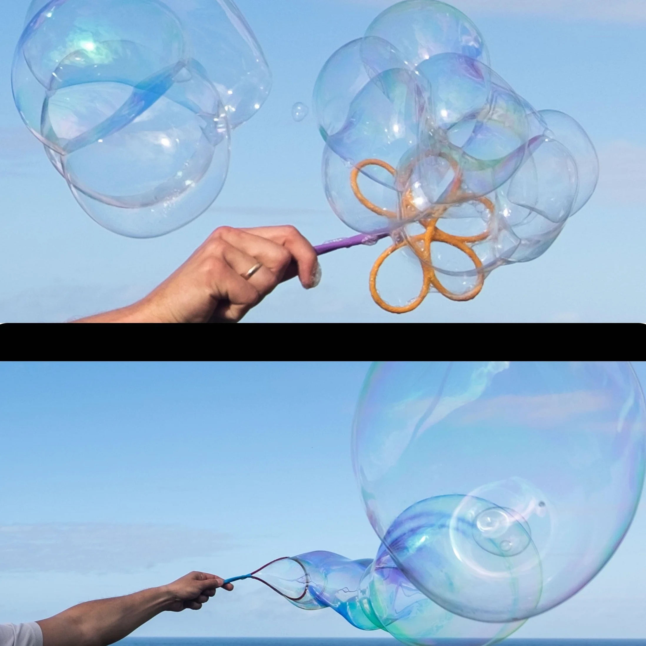 Bubble Brothers Zestaw baniek mydlanych, 5 sztuk, pałeczki do baniek mydlanych i płyn do baniek mydlanych, 5 l, roztwór do baniek mydlanych, stabilne bańki mydlane, butelka do