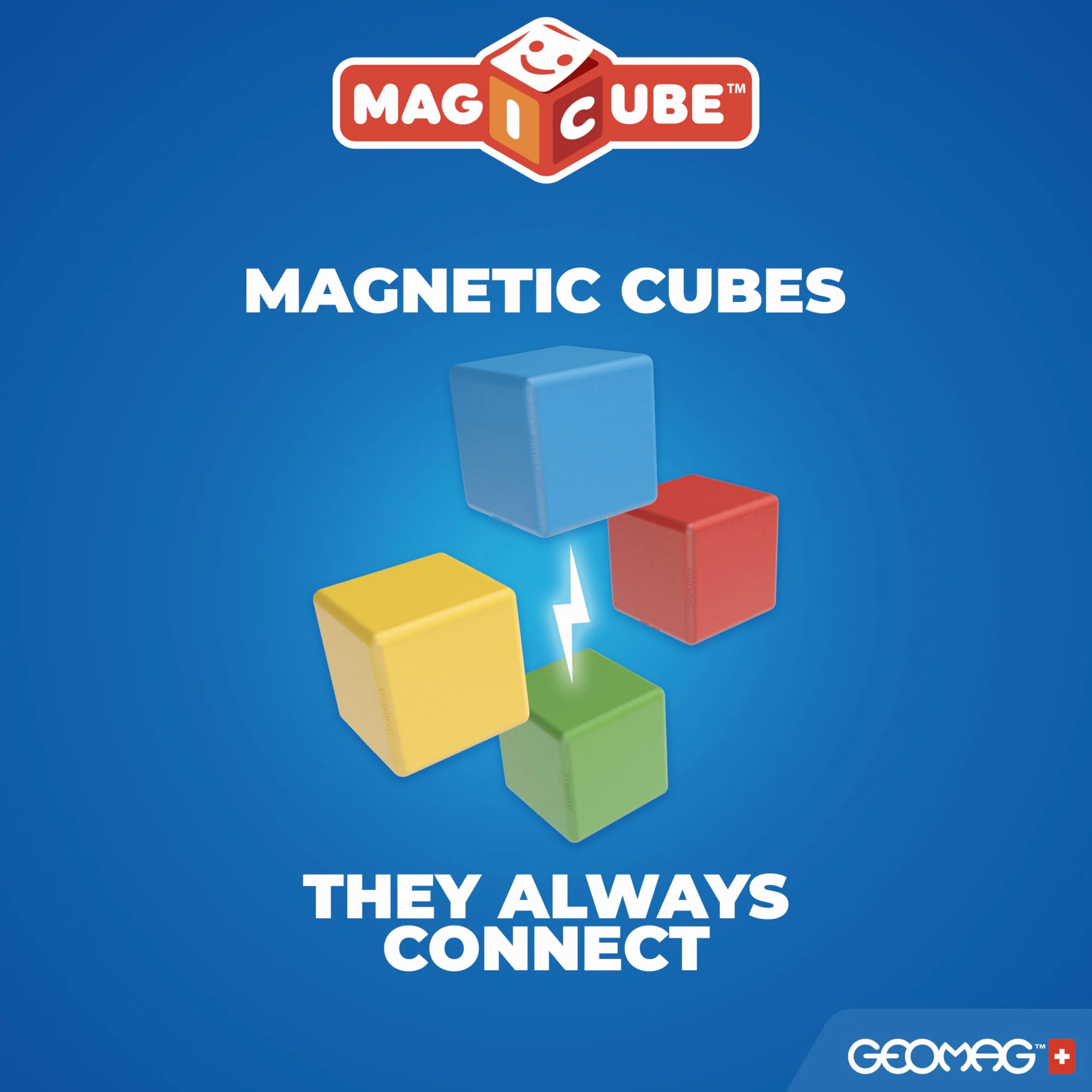 Geomag- Magicube Magnetic Construction for Kids Green Line 100% plastik z recyklingu, 24 kostki, 56, wielokolorowy